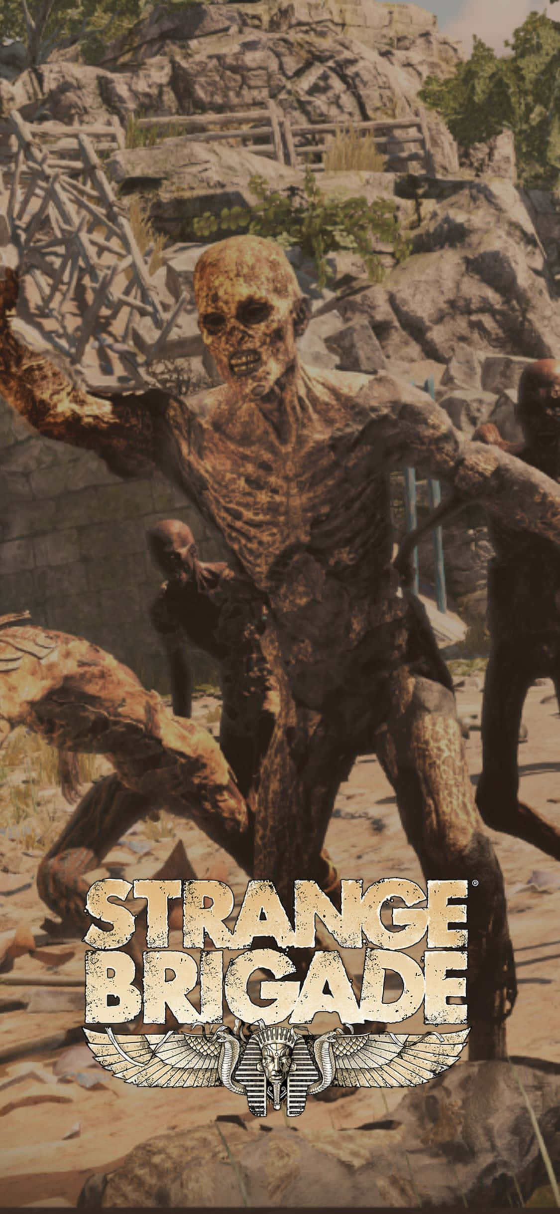 Skelet Zombies iPhone X Strange Brigade-agtergrond Muurpapier