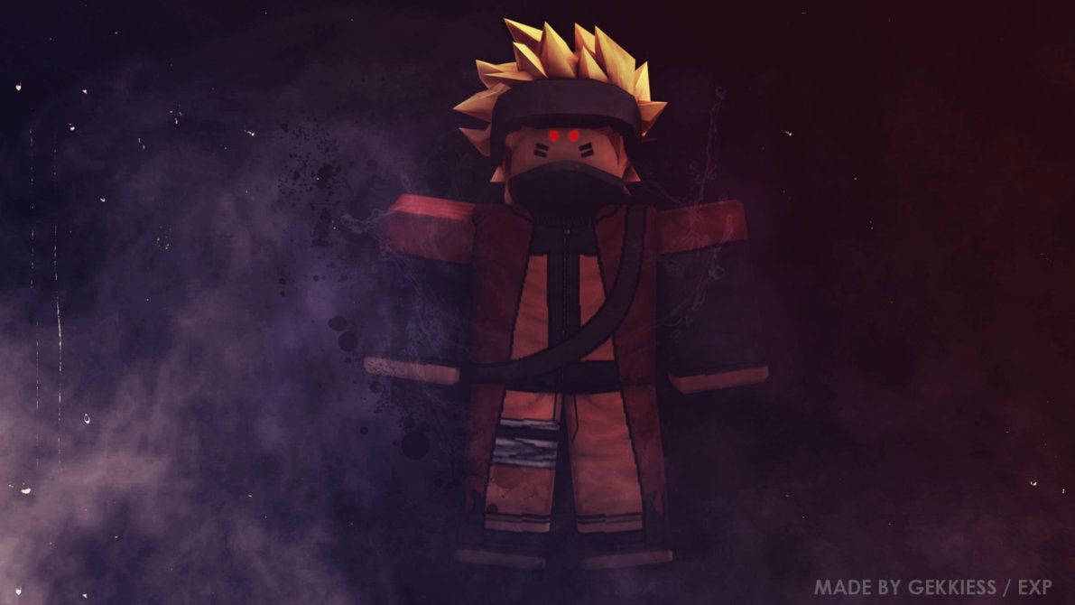 Wonderlike plakpapier van avatar Naruto in Roblox speletjie.