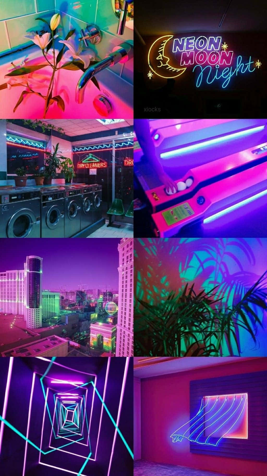 Skep 'n pragtige, futuristiese landskap met die perfekte Neon Aesthetic-agtergrond Muurpapier