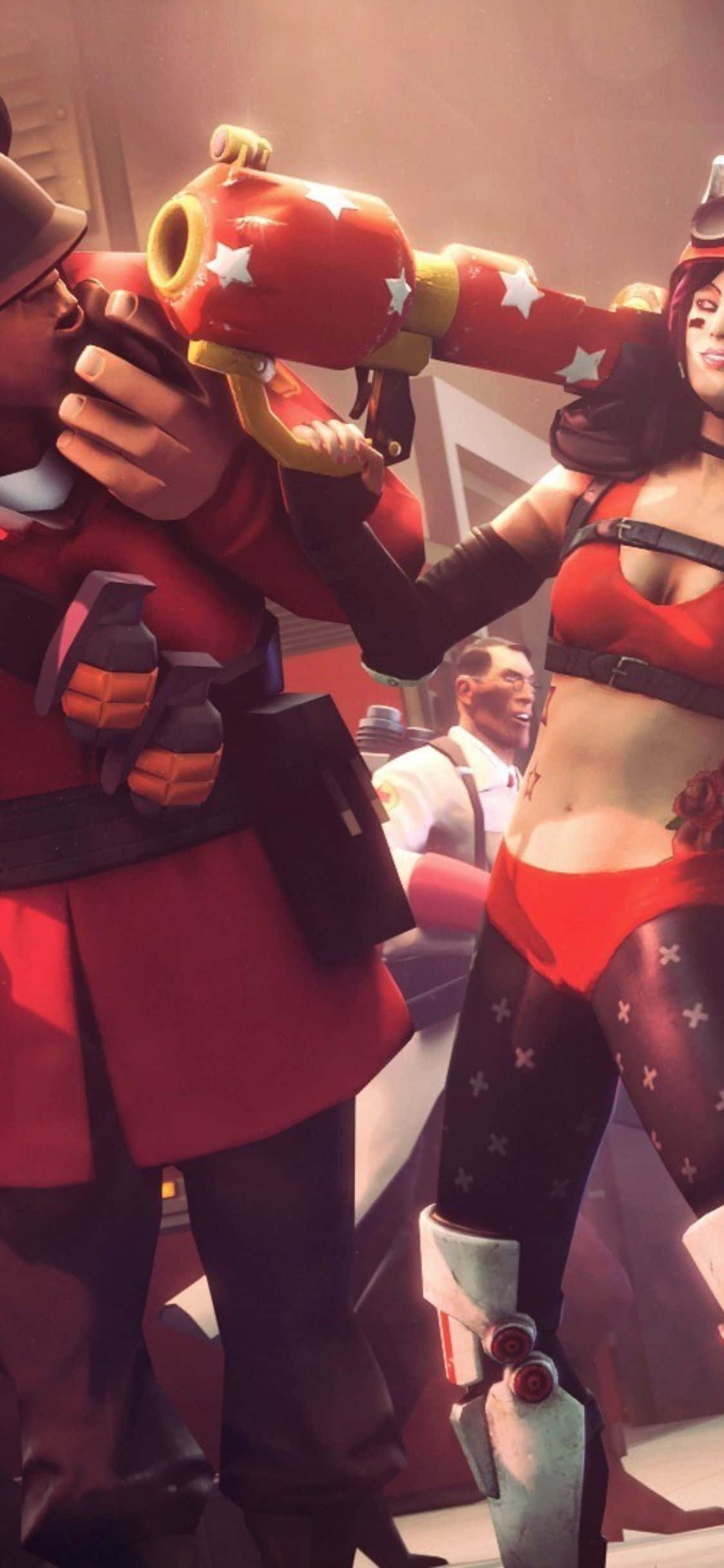 Skiet Jou Pad Na Die Pret Met iPhone Xs en Team Fortress 2 Muurpapier