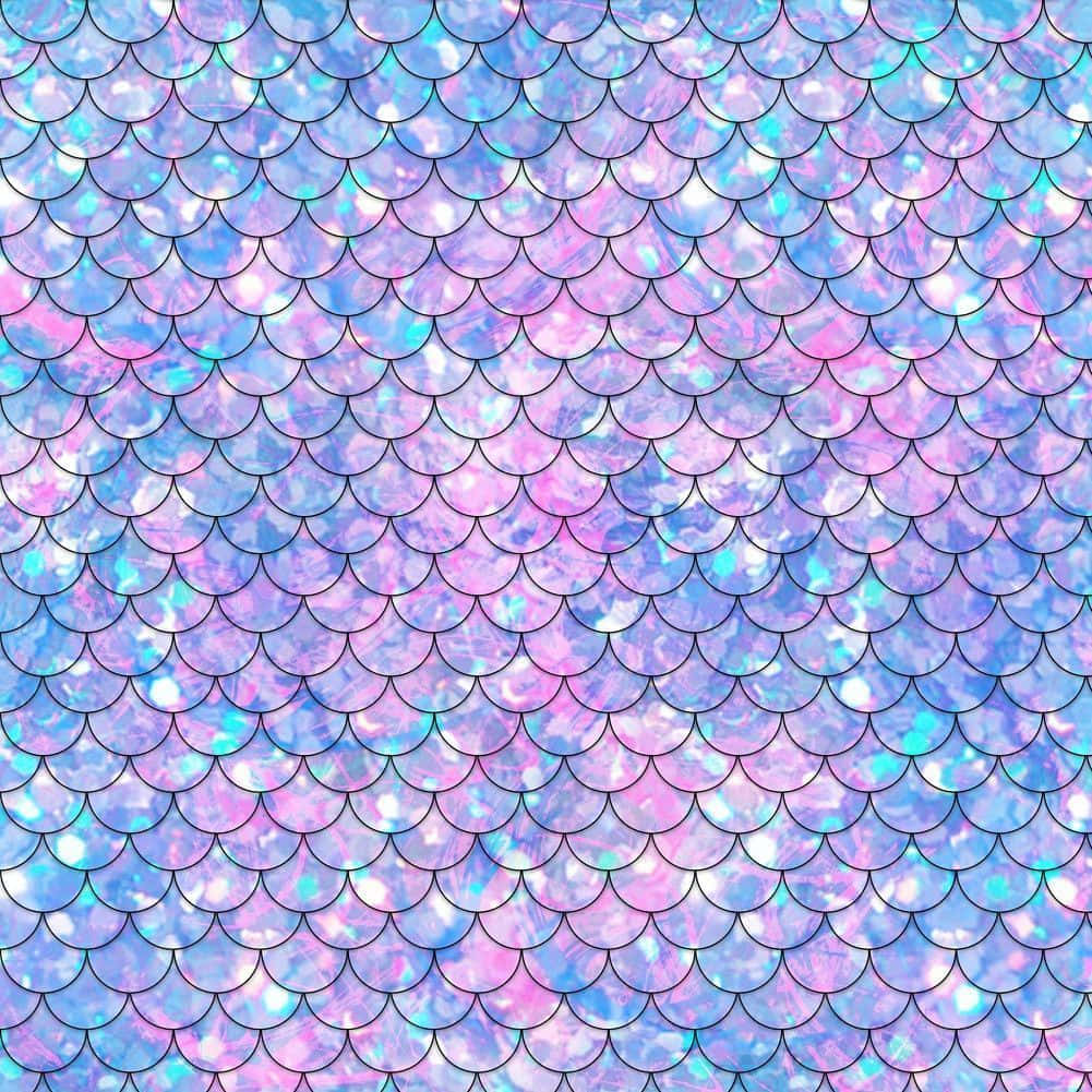 Skitterende Meermin Glitters in Skulp Patroon Muurpapier