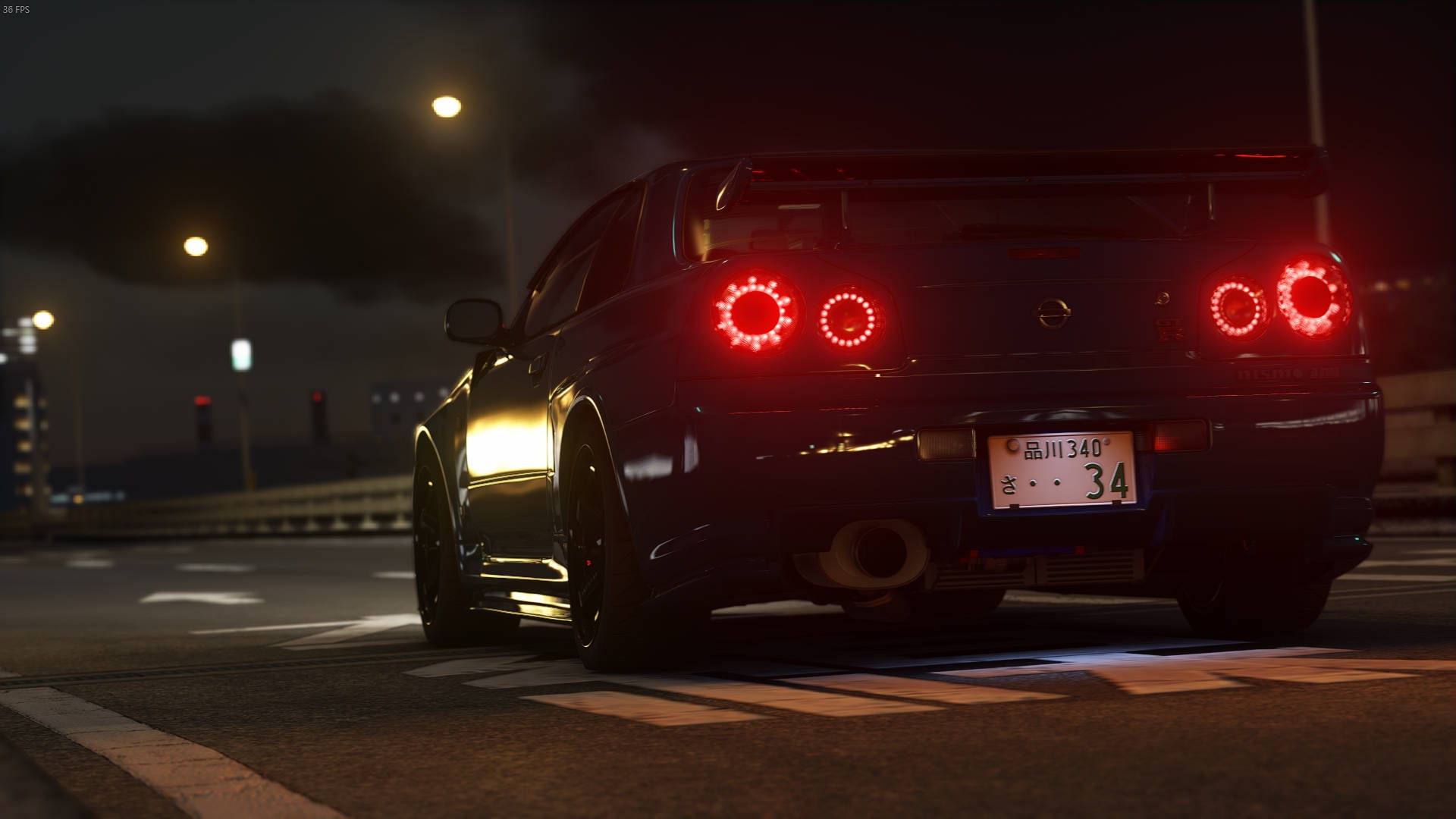 Skitterende Nissan Skyline GTR R34 Muurpapier