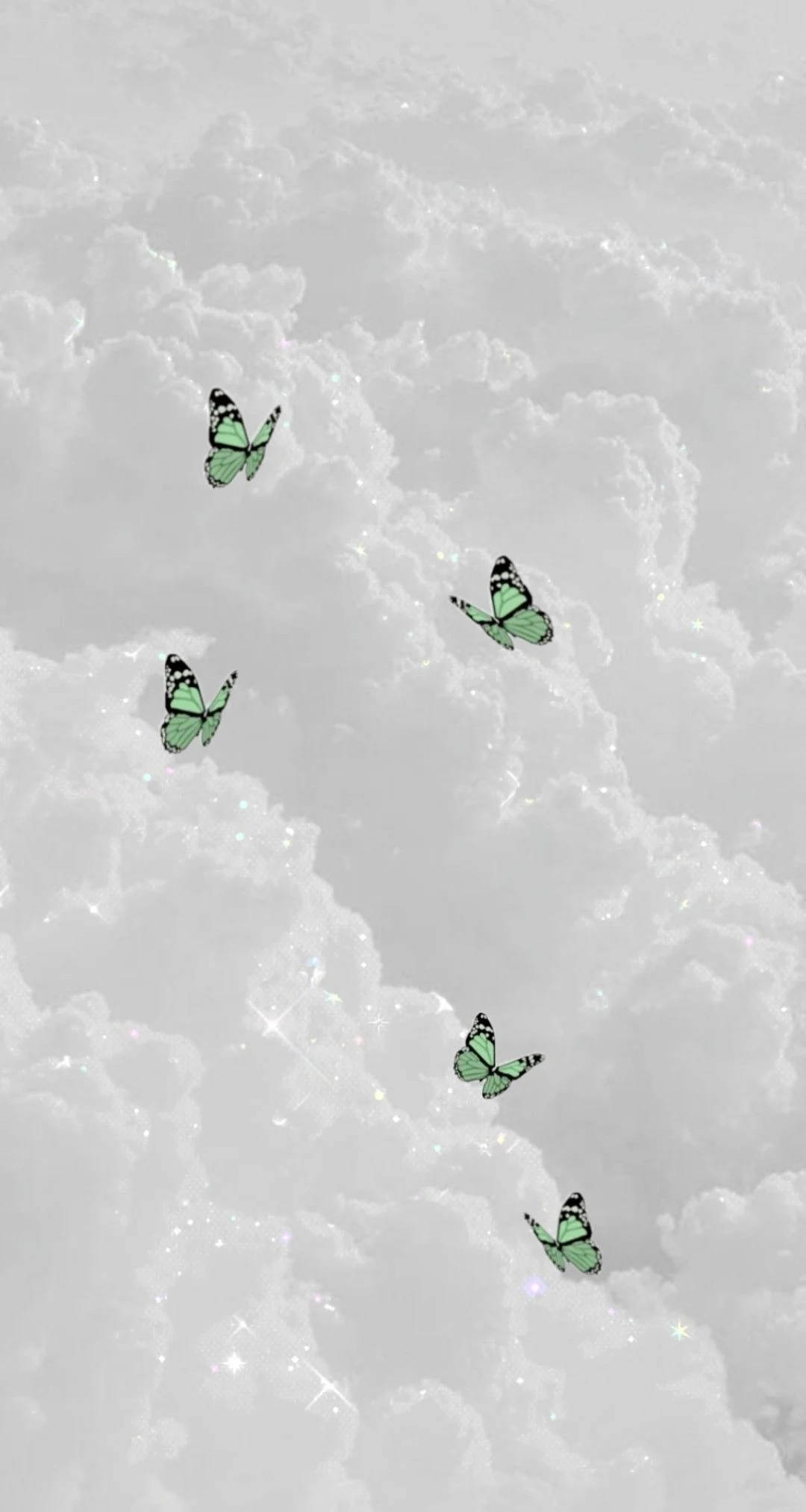 Skoenlappers en Wolke Groen en Wit Esteties Muurpapier