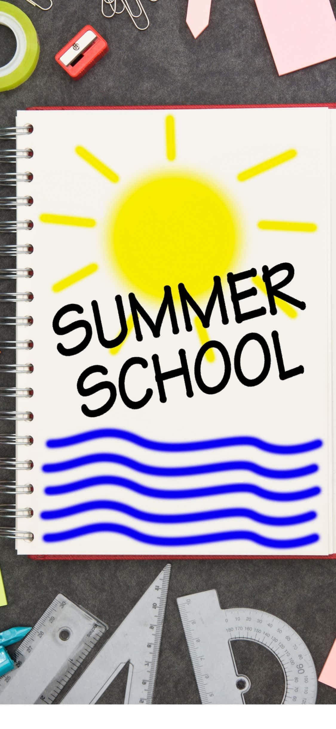 Skoolnotaboek iPhone X Someragtergrond Muurpapier