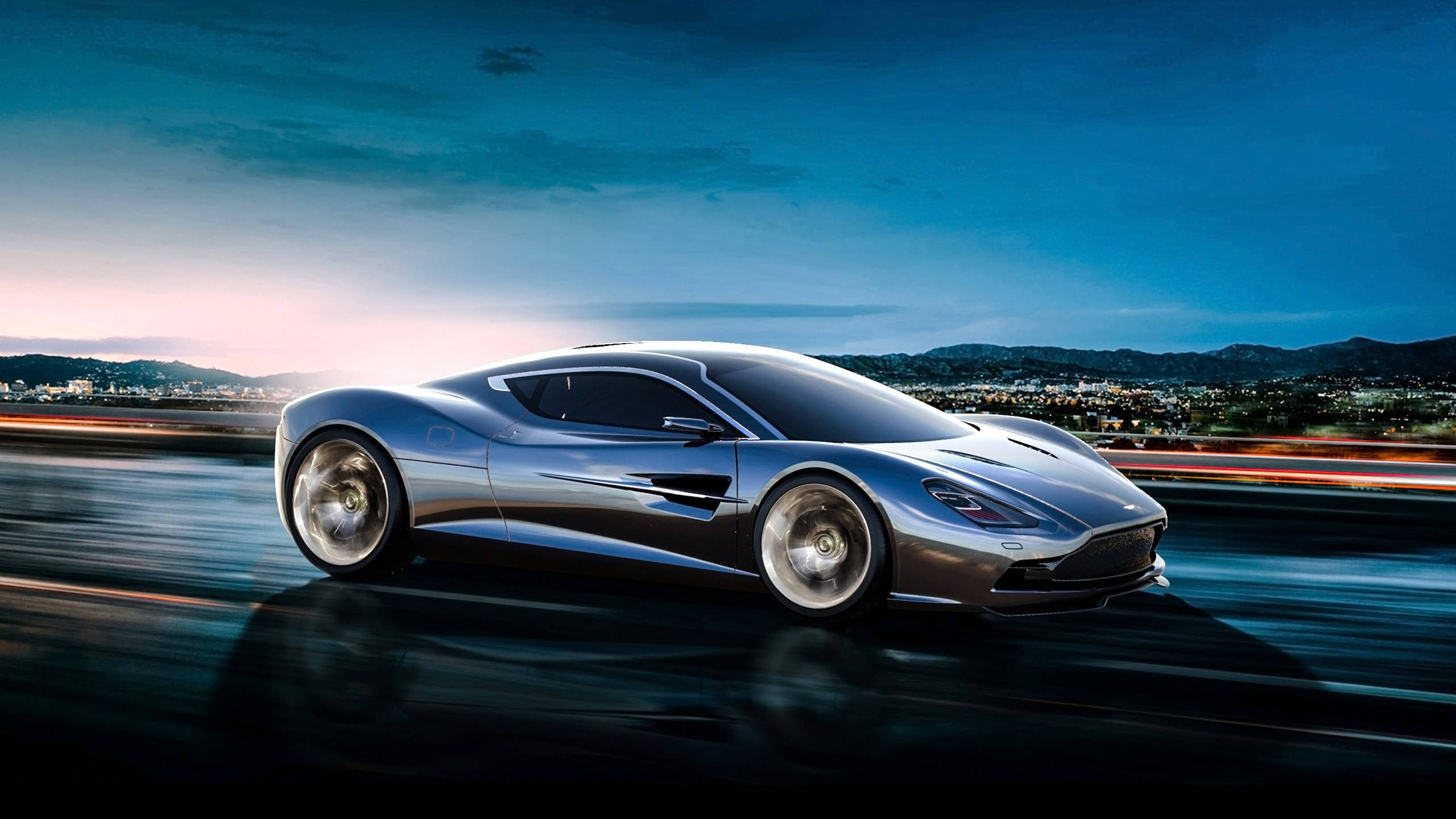 Skoon Kar Blou Aston Martin Muurpapier