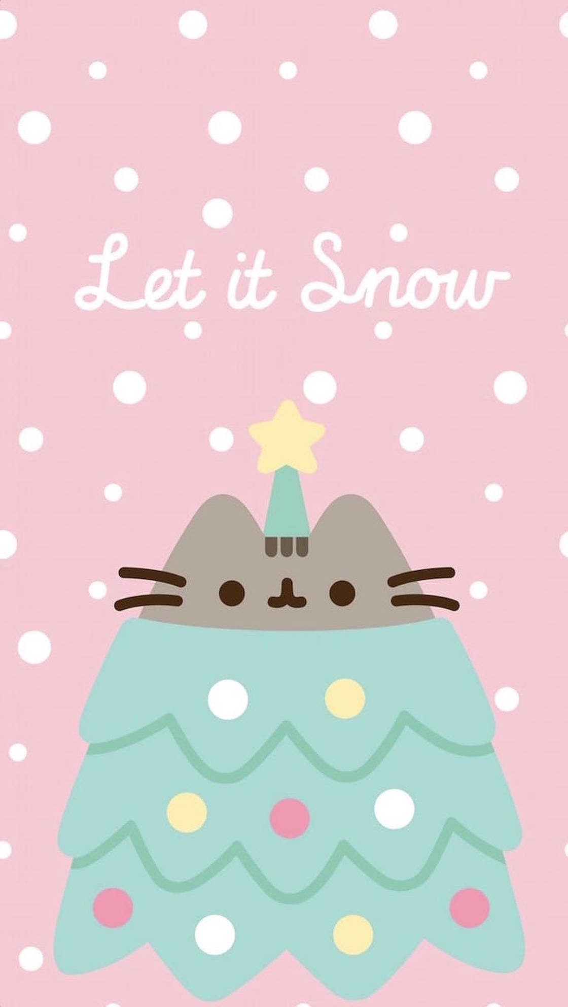 Skoon Kersfees Pusheen Muurpapier