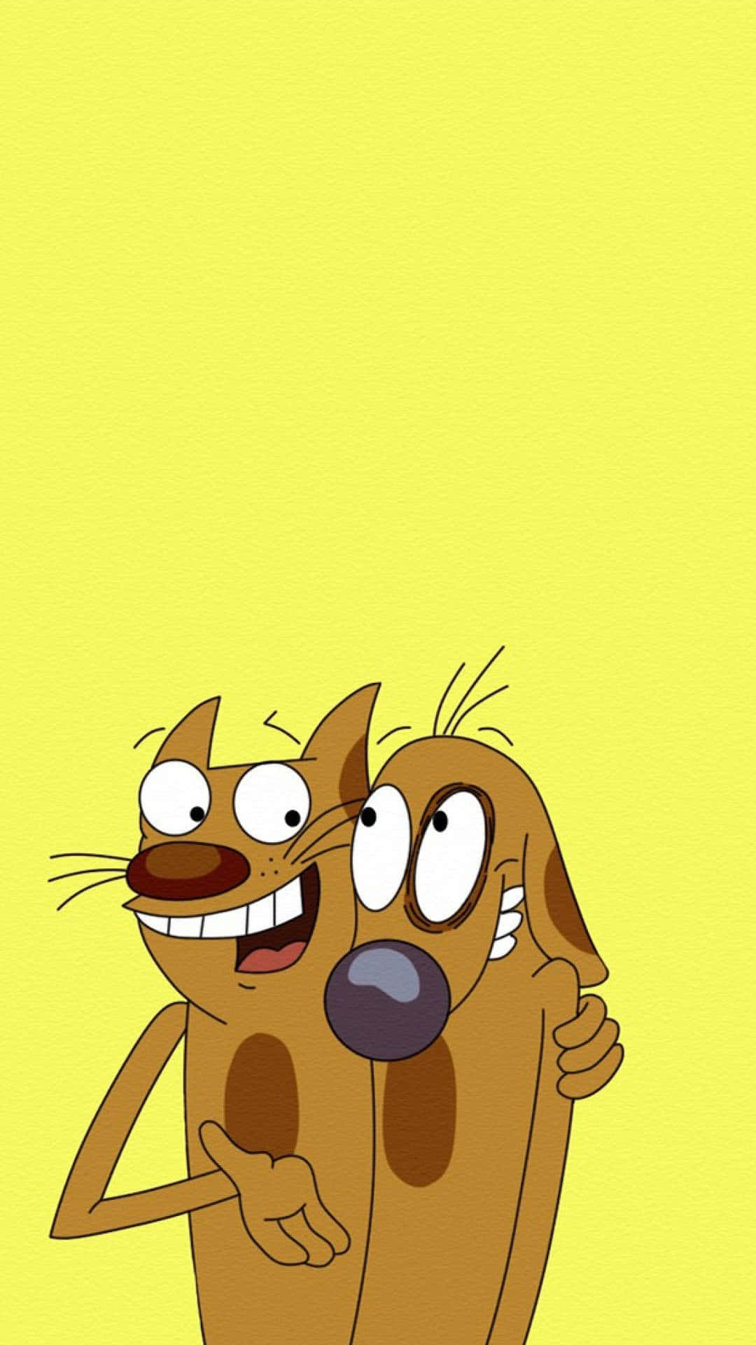 Skoonheid iPhone-agtergrond van Cartoon Catdog Muurpapier
