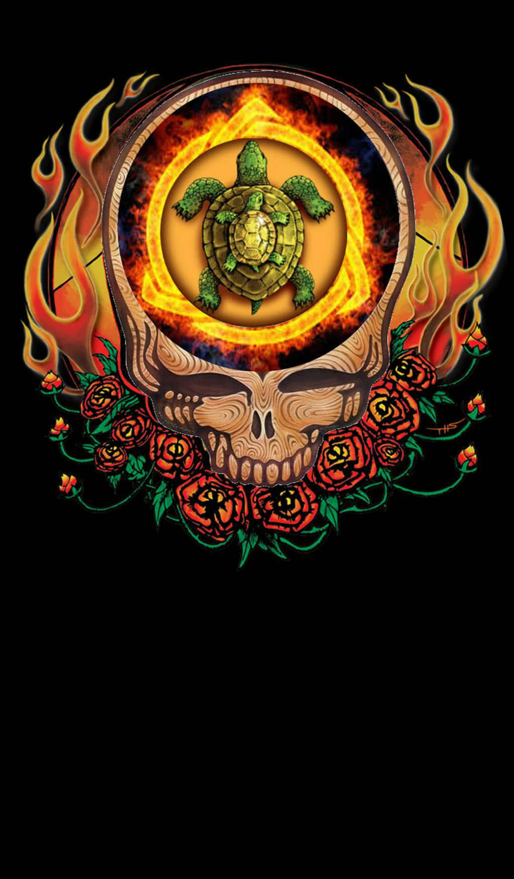 Skull Met 'n Skilpad as 'n Grateful Dead iPhone Muurpapier