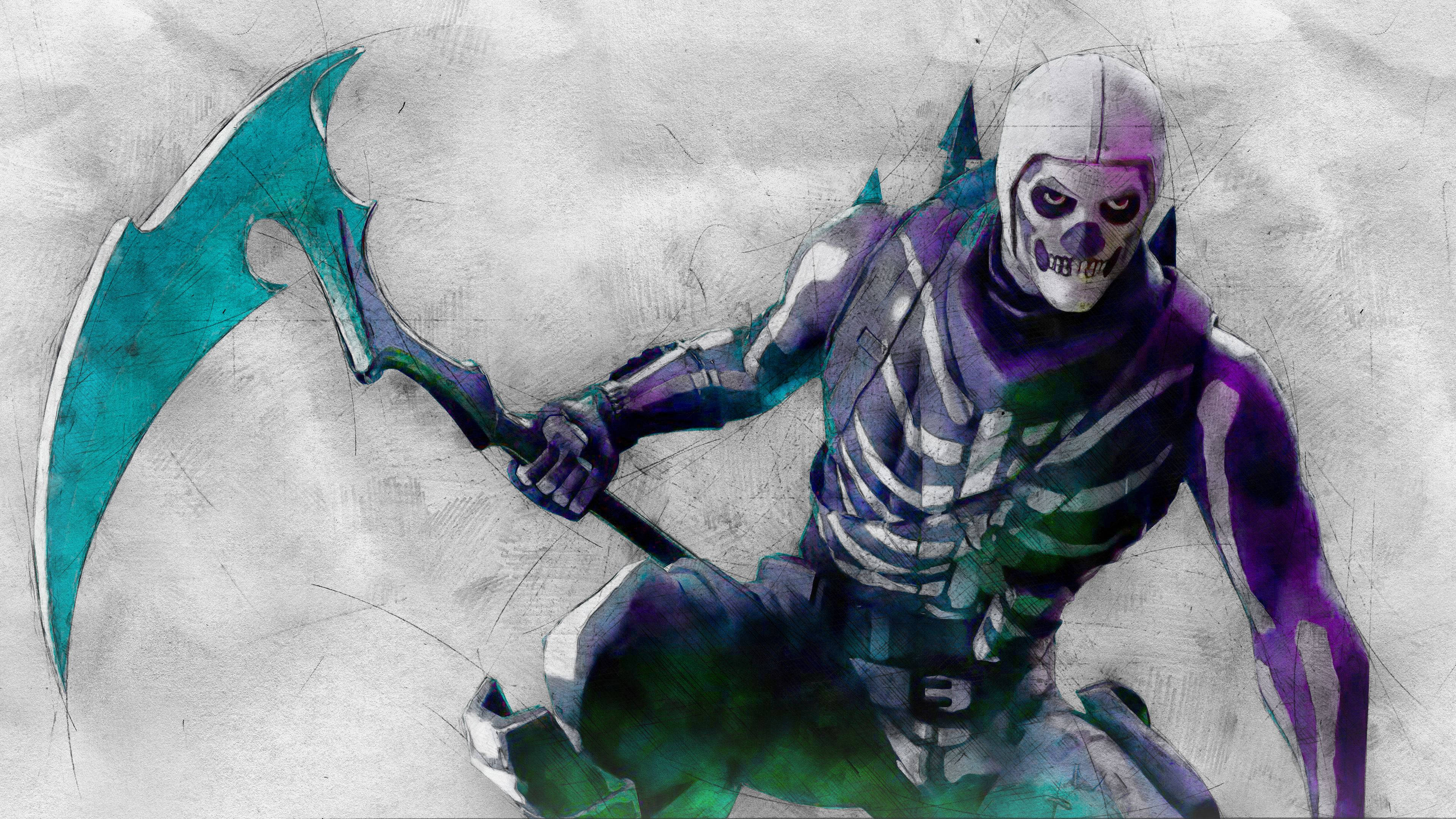 Skull Trooper Koel Fortnite Agtergrond Muurpapier
