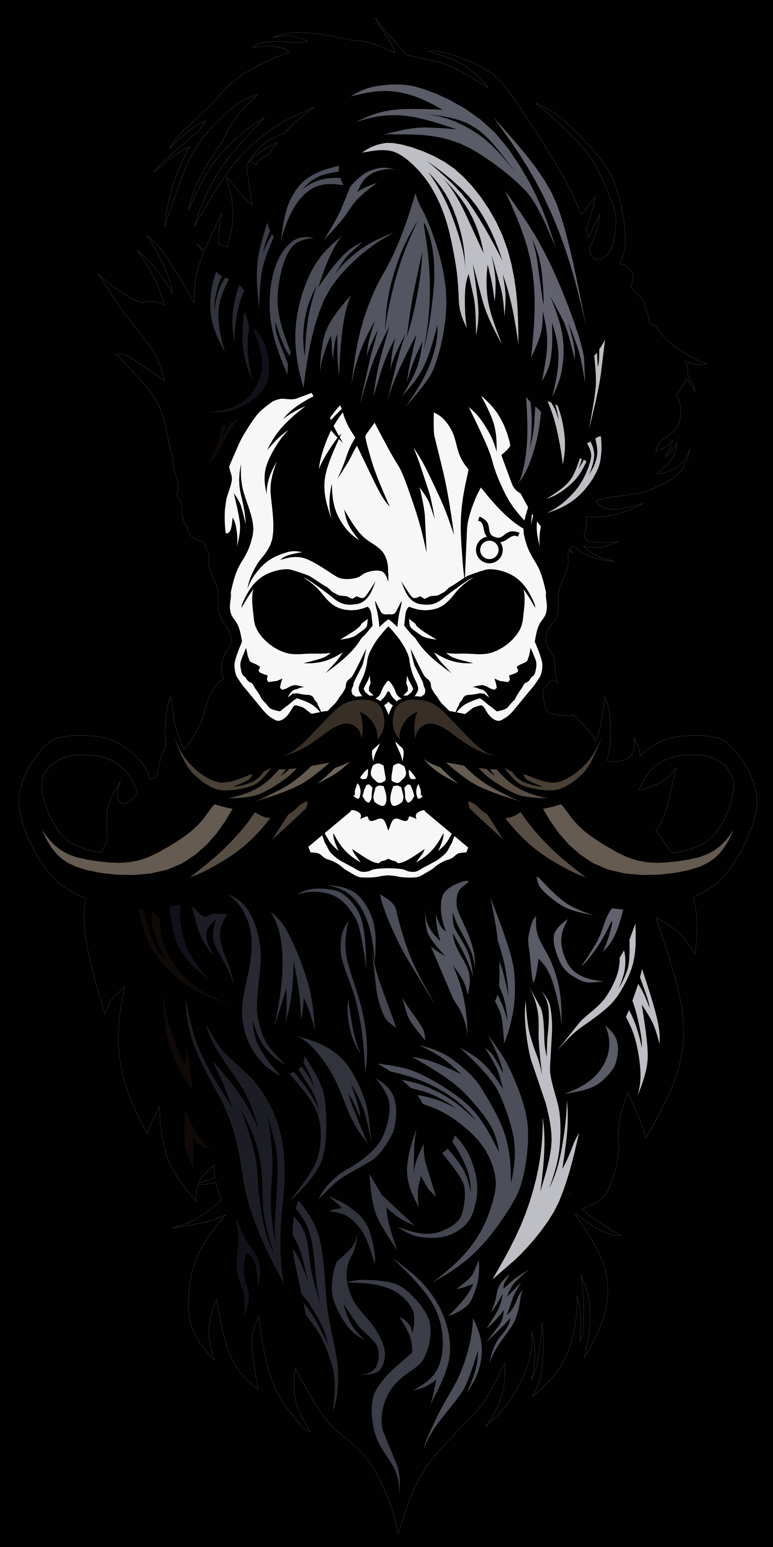 Skulmbart-logo met wilde en stekelrige haarstyl Muurpapier