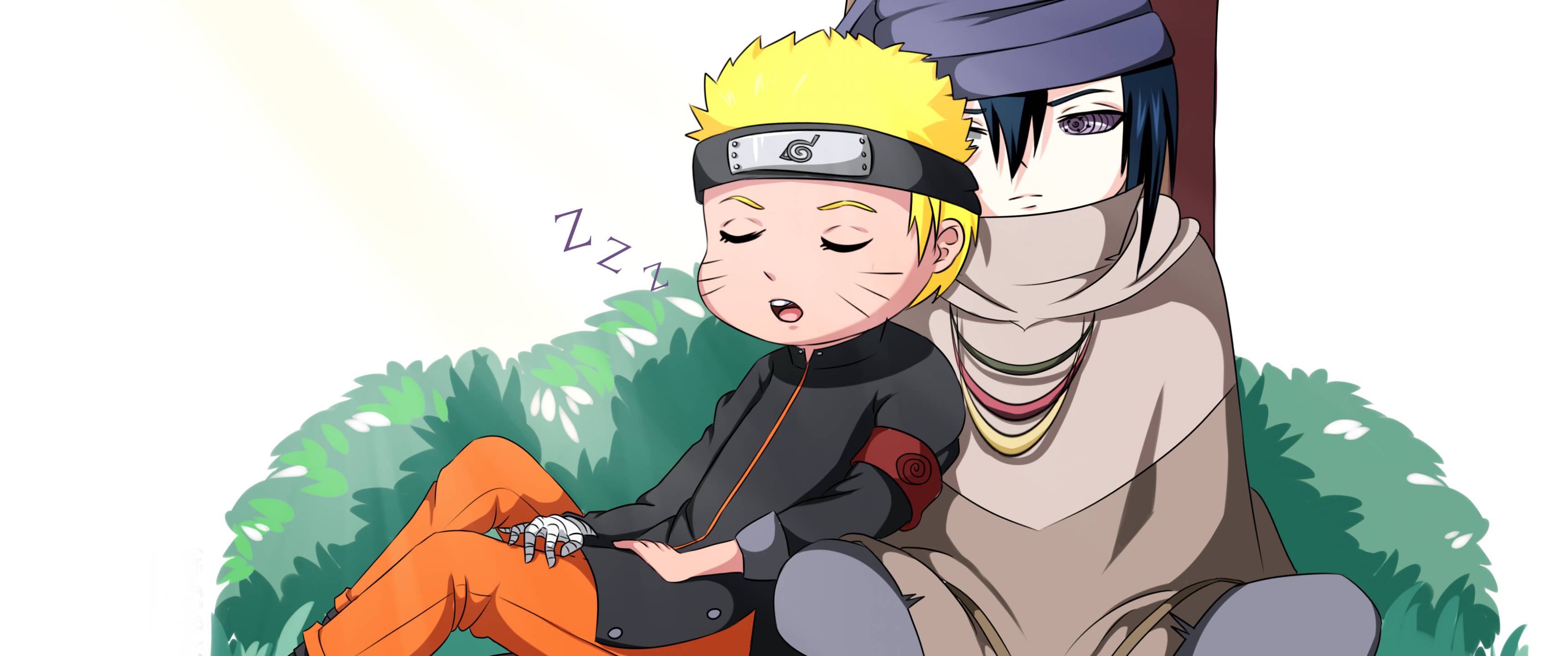 Slaapende Oulike Naruto Met Sasuke Muurpapier