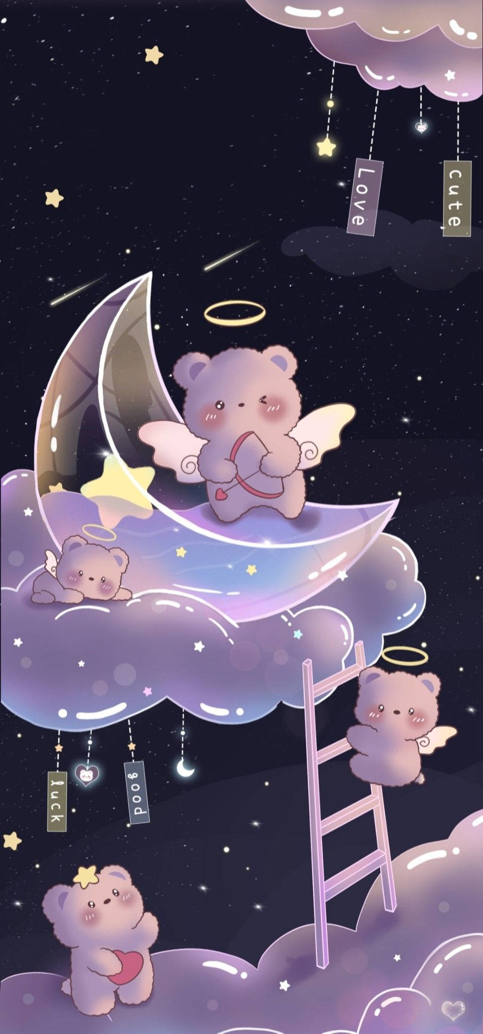Slaaptyd Met Beerjies Girlie Galaxy Muurpapier