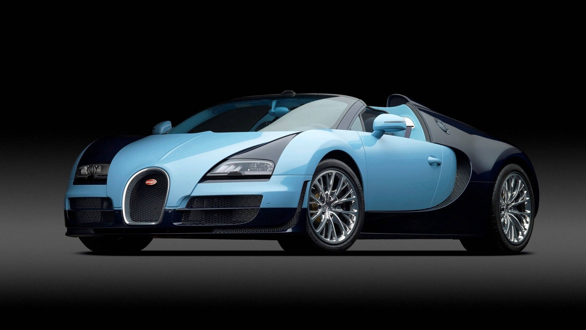 Slanke Blou Bugatti Veyron Muurpapier