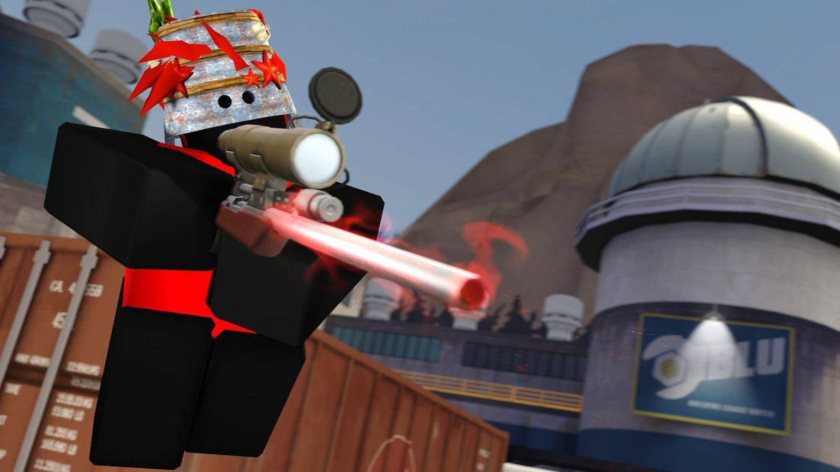 HD-gehalte agtergrond van sluipskutter-avatar in Roblox.