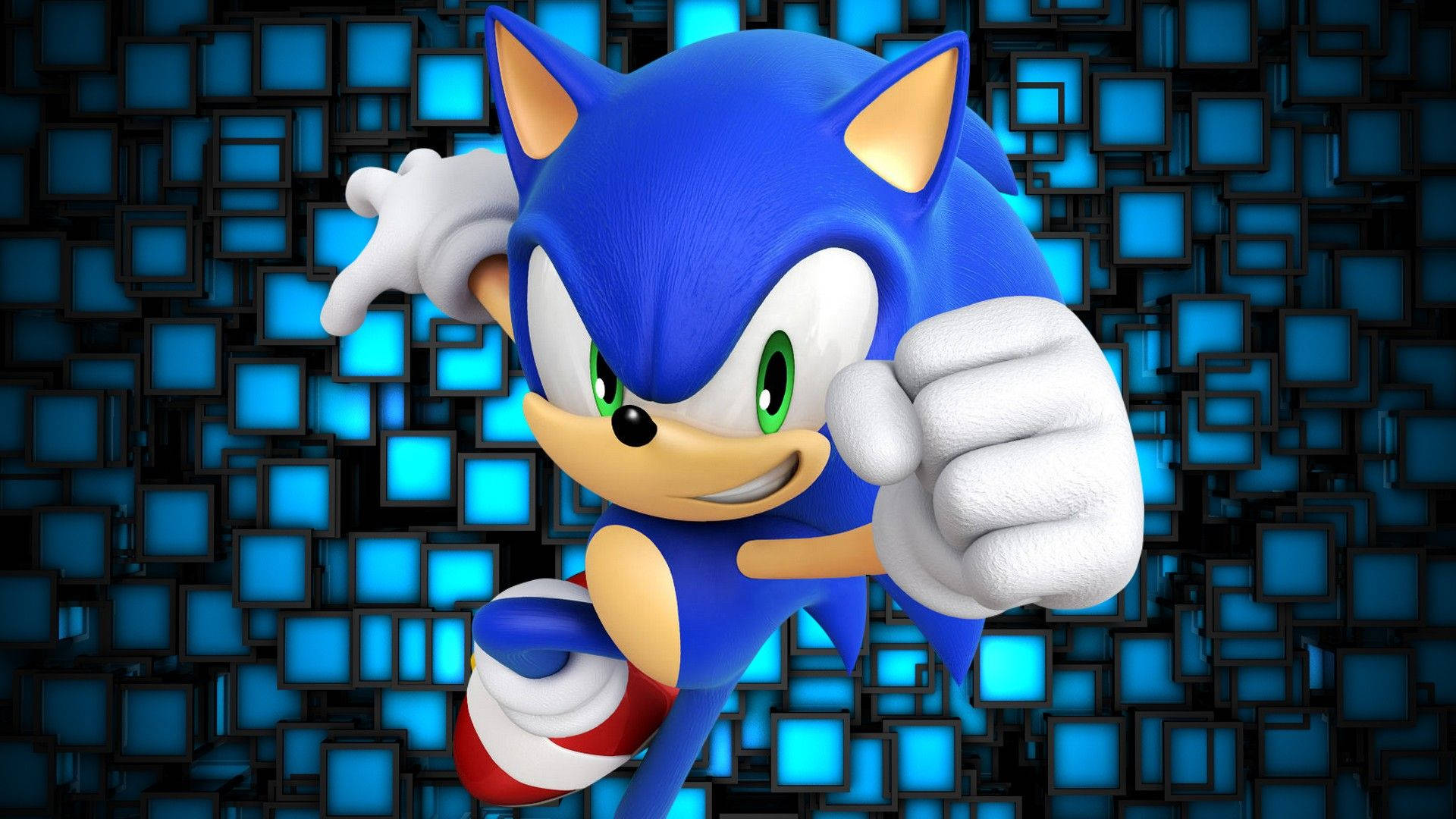 Blou skakering HD-agtergrond van Sonic the Hedgehog.