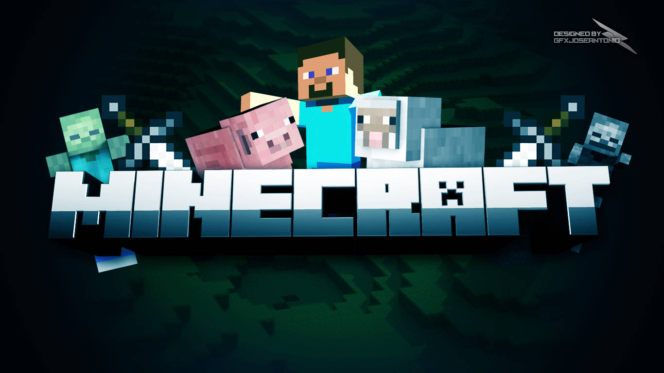 Steve Minecraft Teks Logo muurpapier