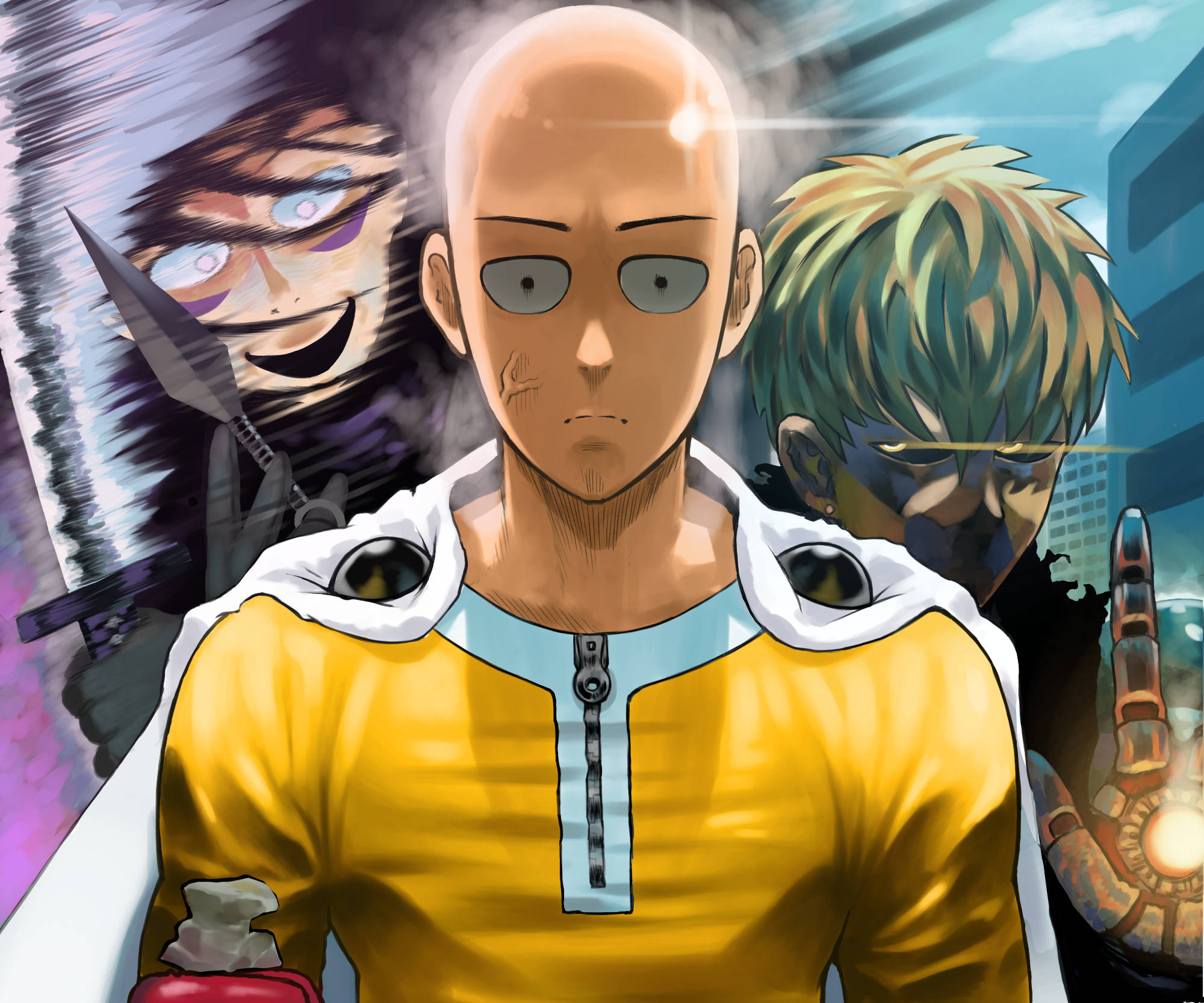 Snaaks Anime Saitama Met Genos Muurpapier