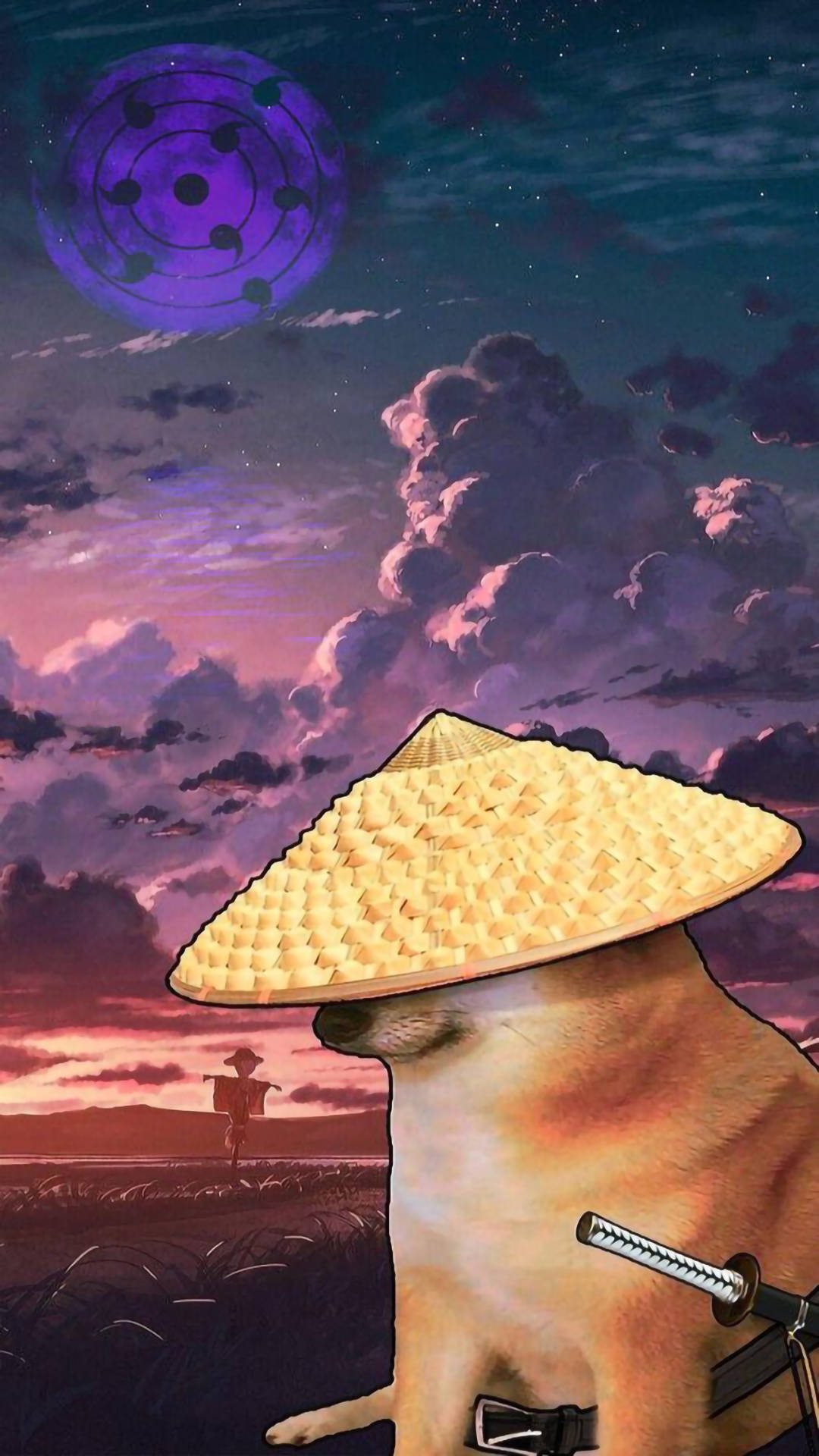 Snaaks Estetiese Samurai Doge Muurpapier