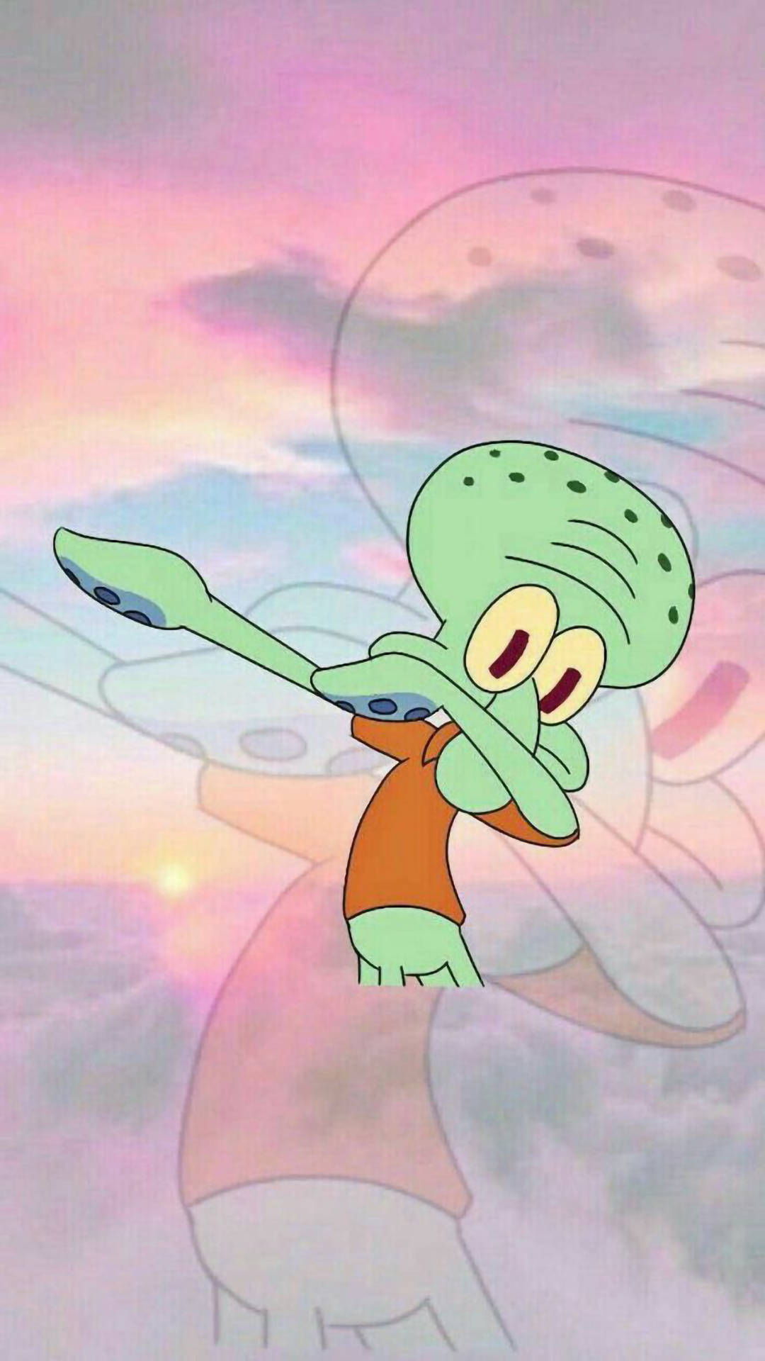 Snaaks Estetiese Squidward wat Dab doen Muurpapier