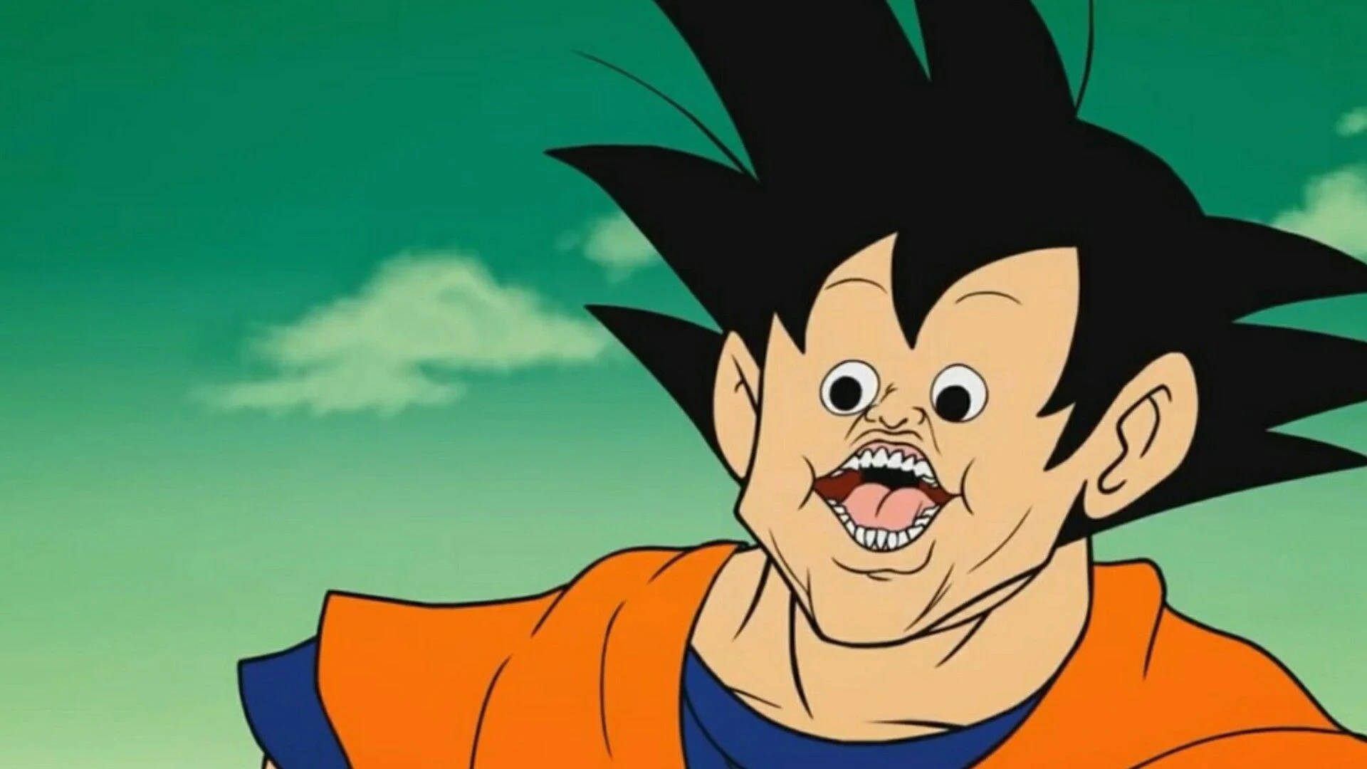 Snaakse Animé Goku Meme Gesig Muurpapier