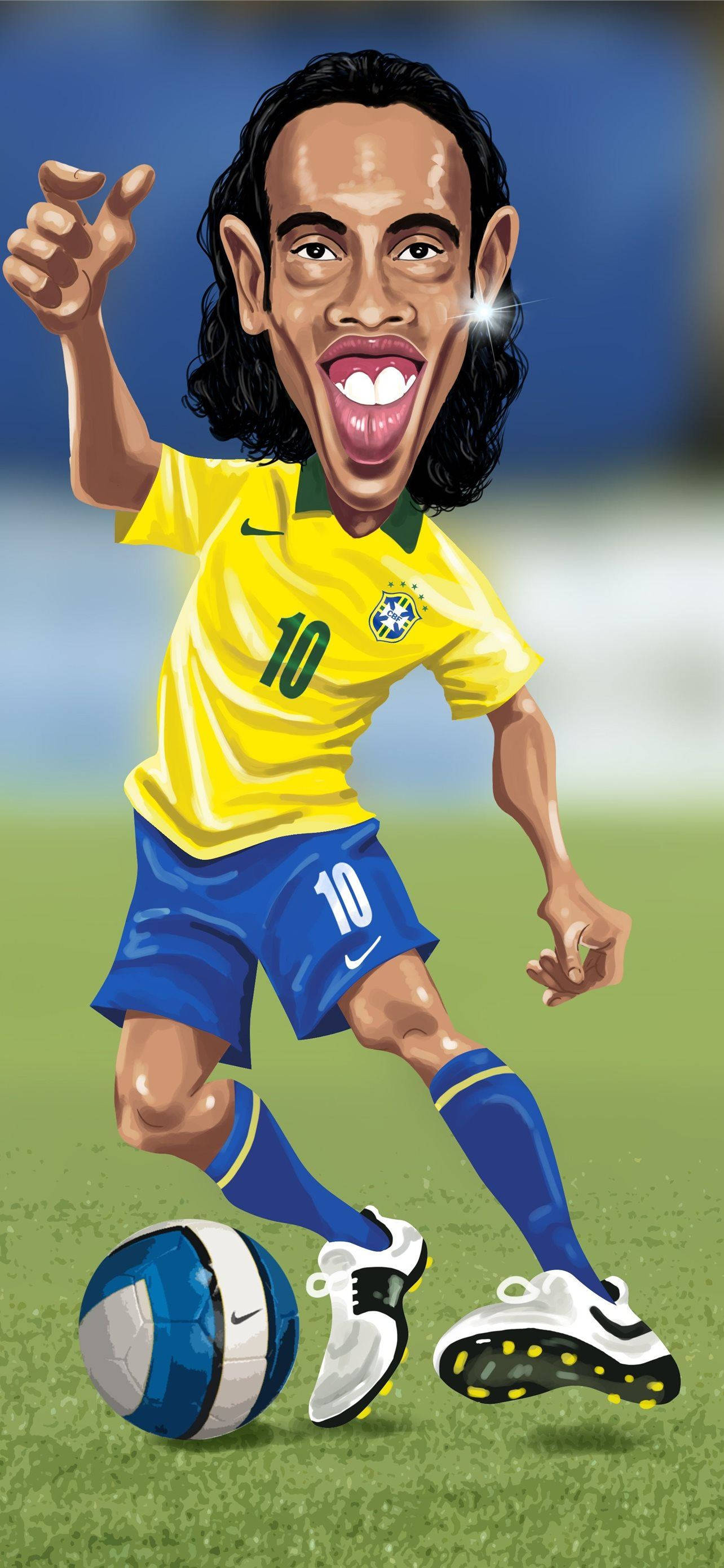 Snaakse Ronaldinho Karikatuur Muurpapier