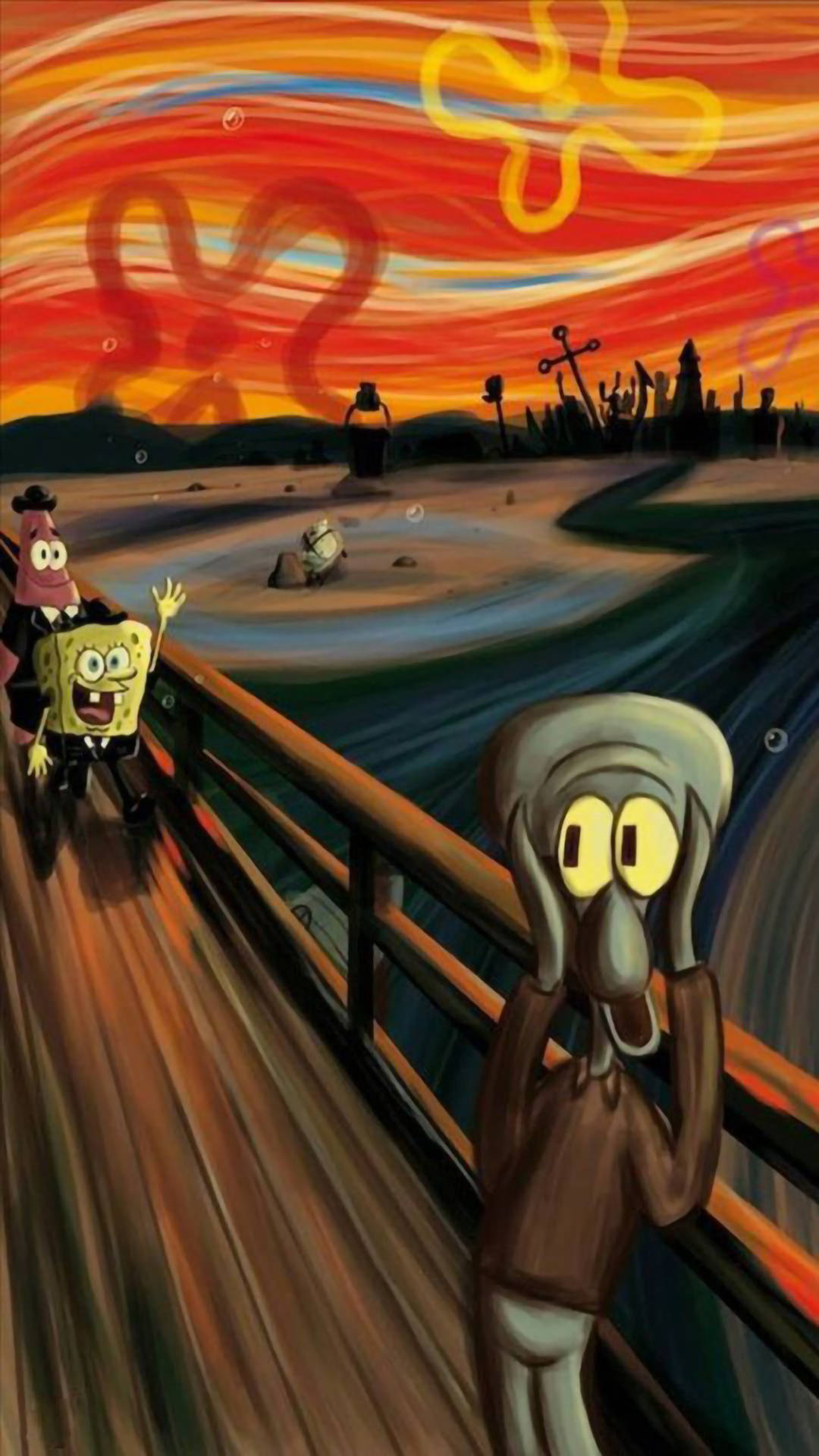 Snaakse Squidward Skree Aesteties Muurpapier
