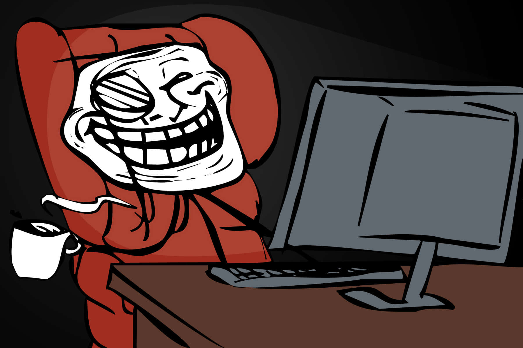Snaakse Troll Gesig Meme Agtergrond Muurpapier