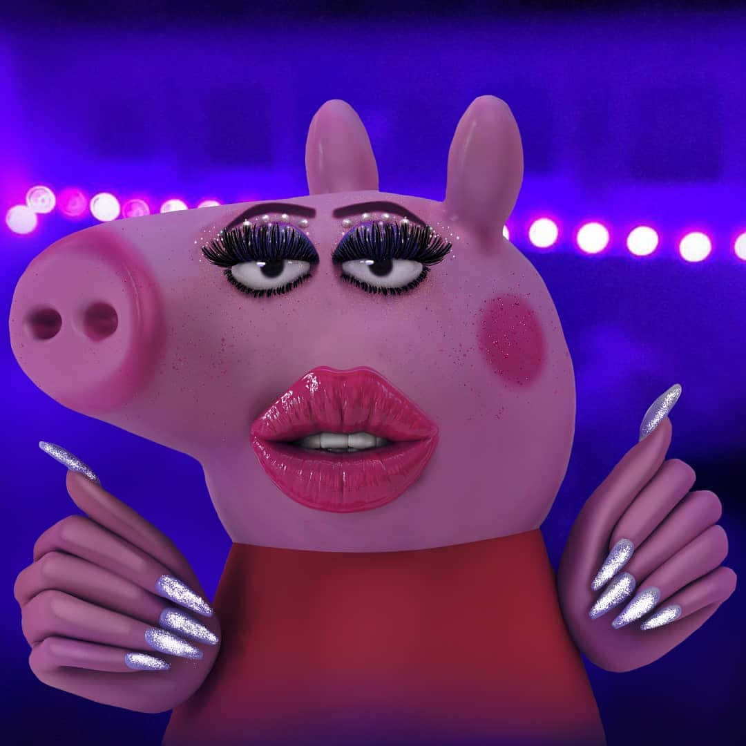 Snaaksige 3D Peppa Pig Prent Muurpapier