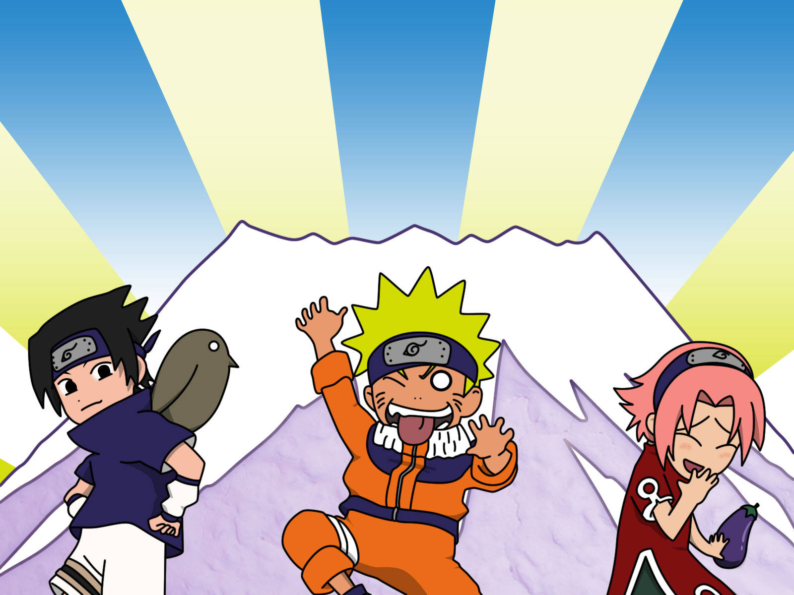 Snaaksige Anime Naruto in Ysige Berg Muurpapier