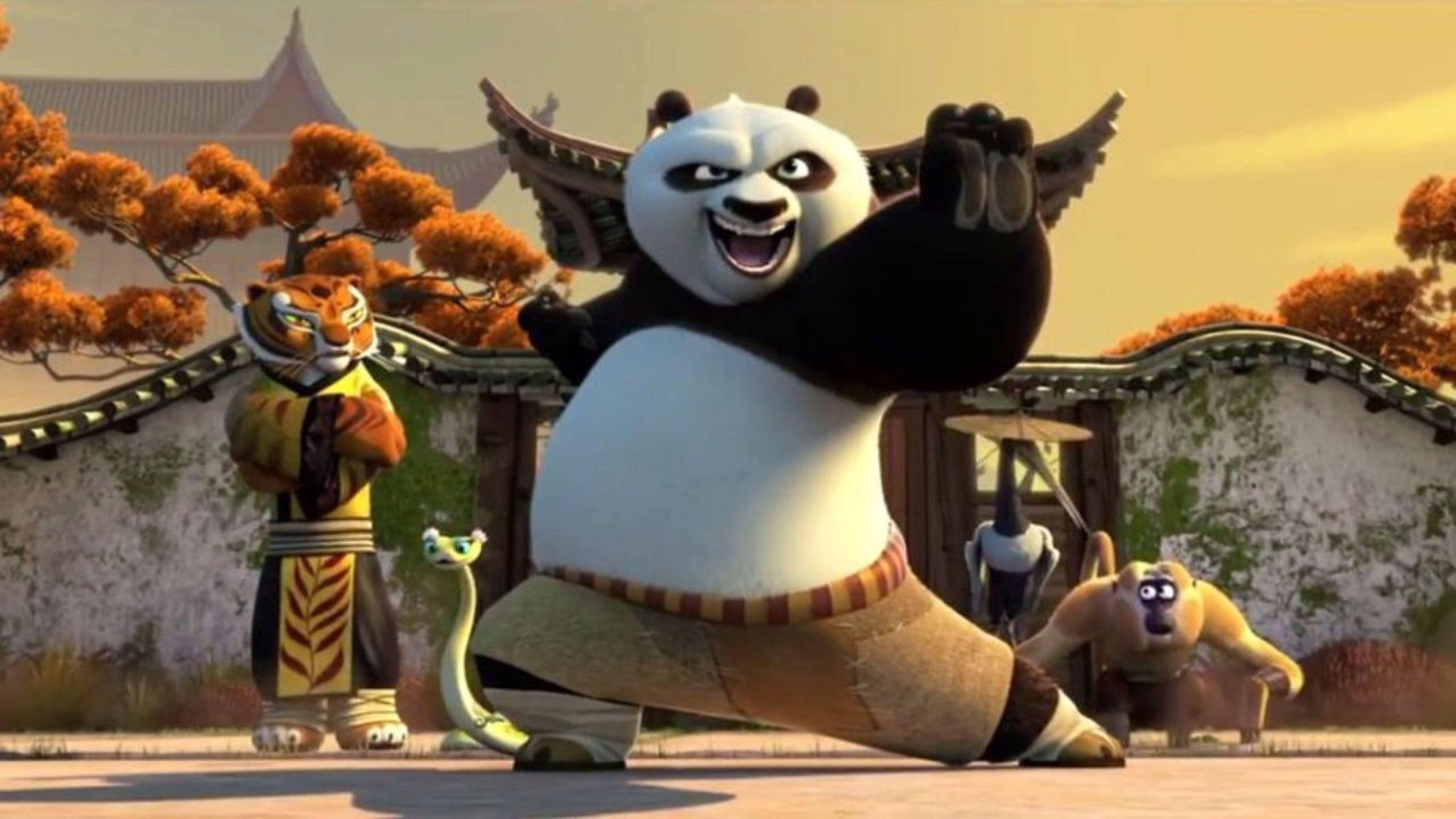 Snaaksige Kung Fu Panda Gereed Vir Aksie Muurpapier
