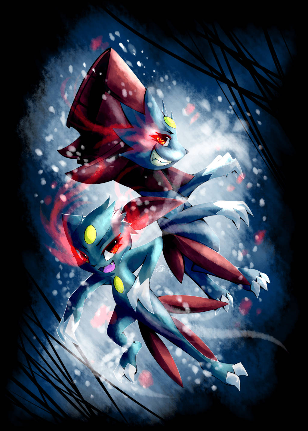 Sneasel en Weavile Muurpapier