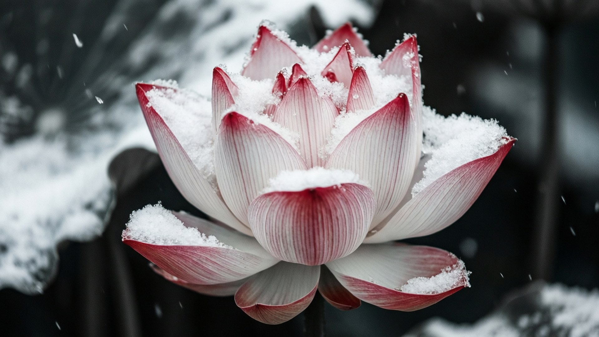 Sneeu Lotus Muurpapier