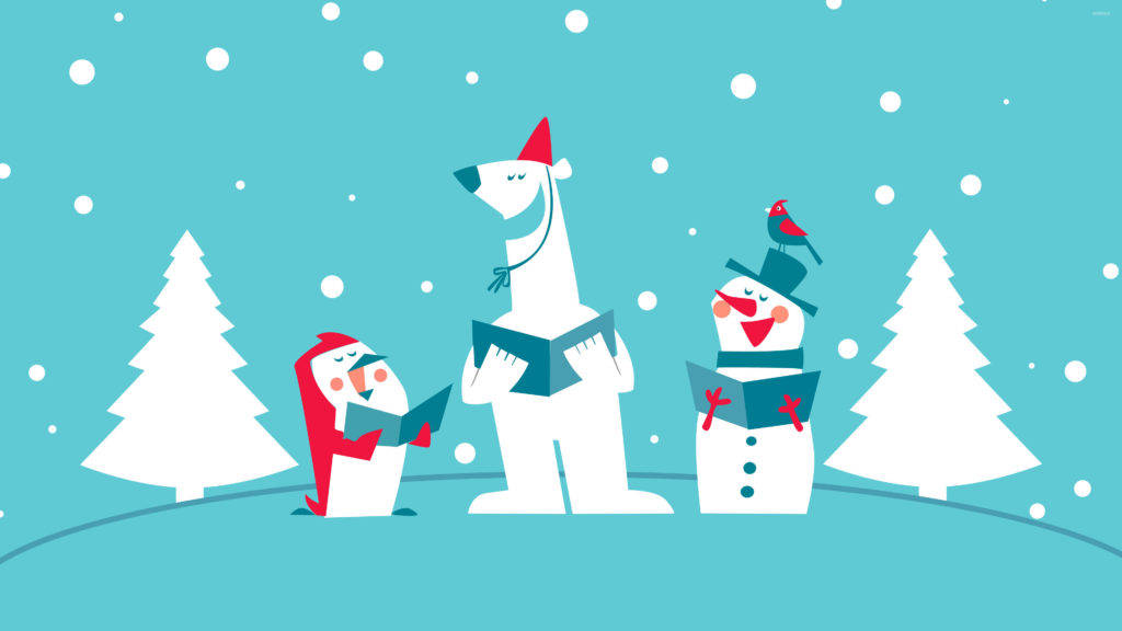 Sneeuman Snaakse Kersfees Muurpapier