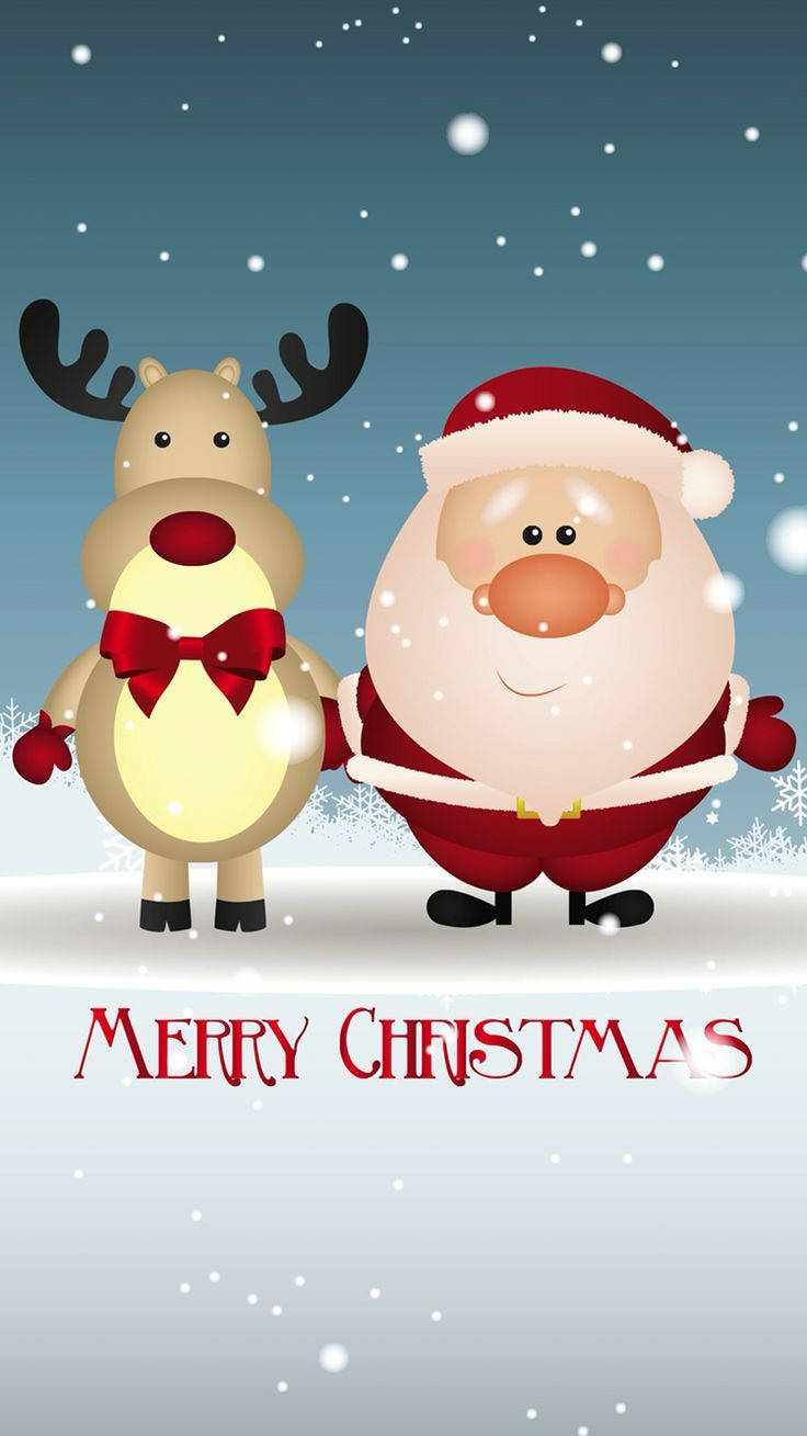 Sneeusanta Rendier Geseënde Kersfees iPhone Muurpapier