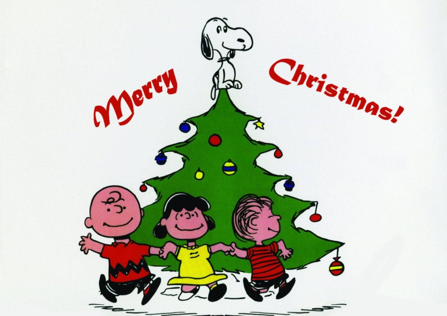 Snoopy Kersboom Top Muurpapier