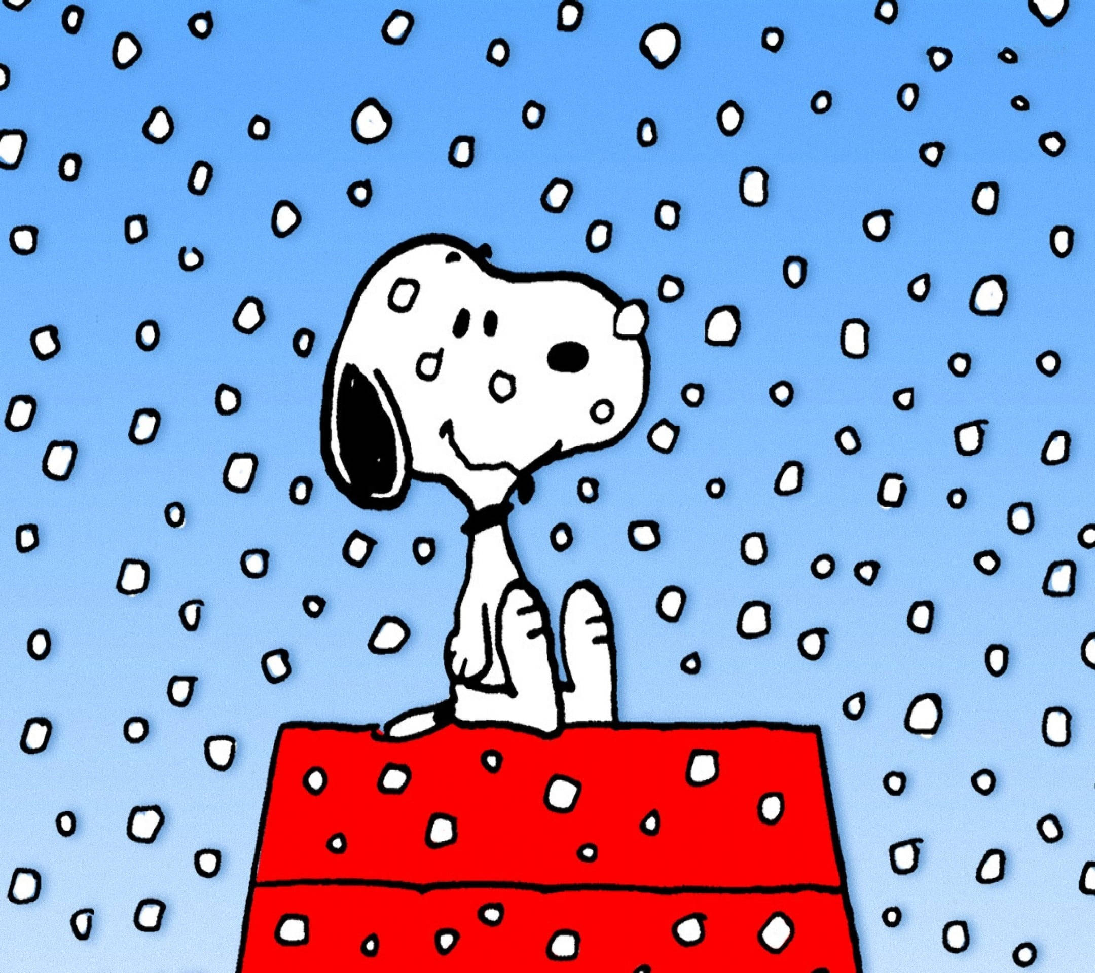 Snoopy Kersfees Sneeuhuis Muurpapier
