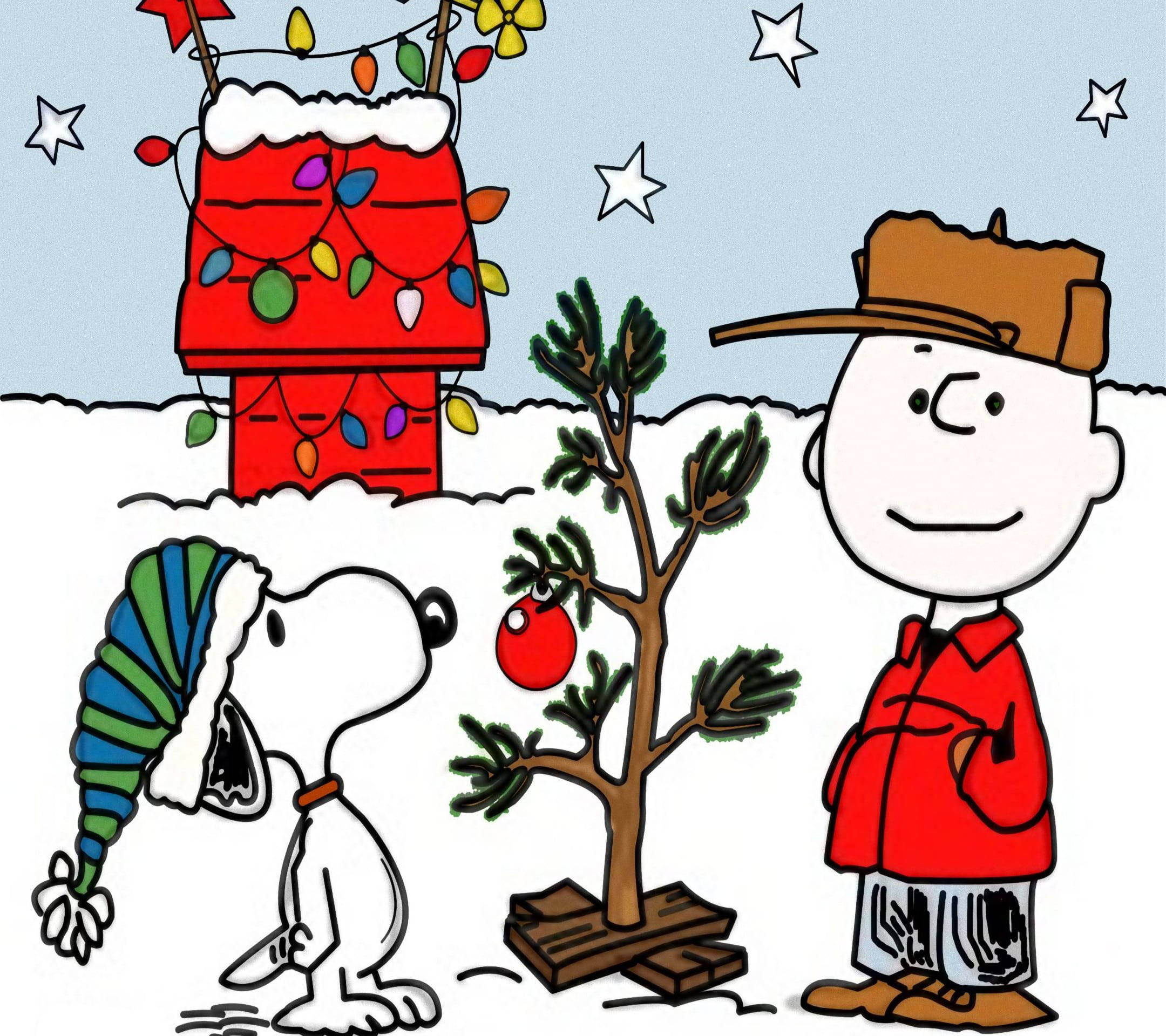 Snoopy Kersfees Sterre Muurpapier