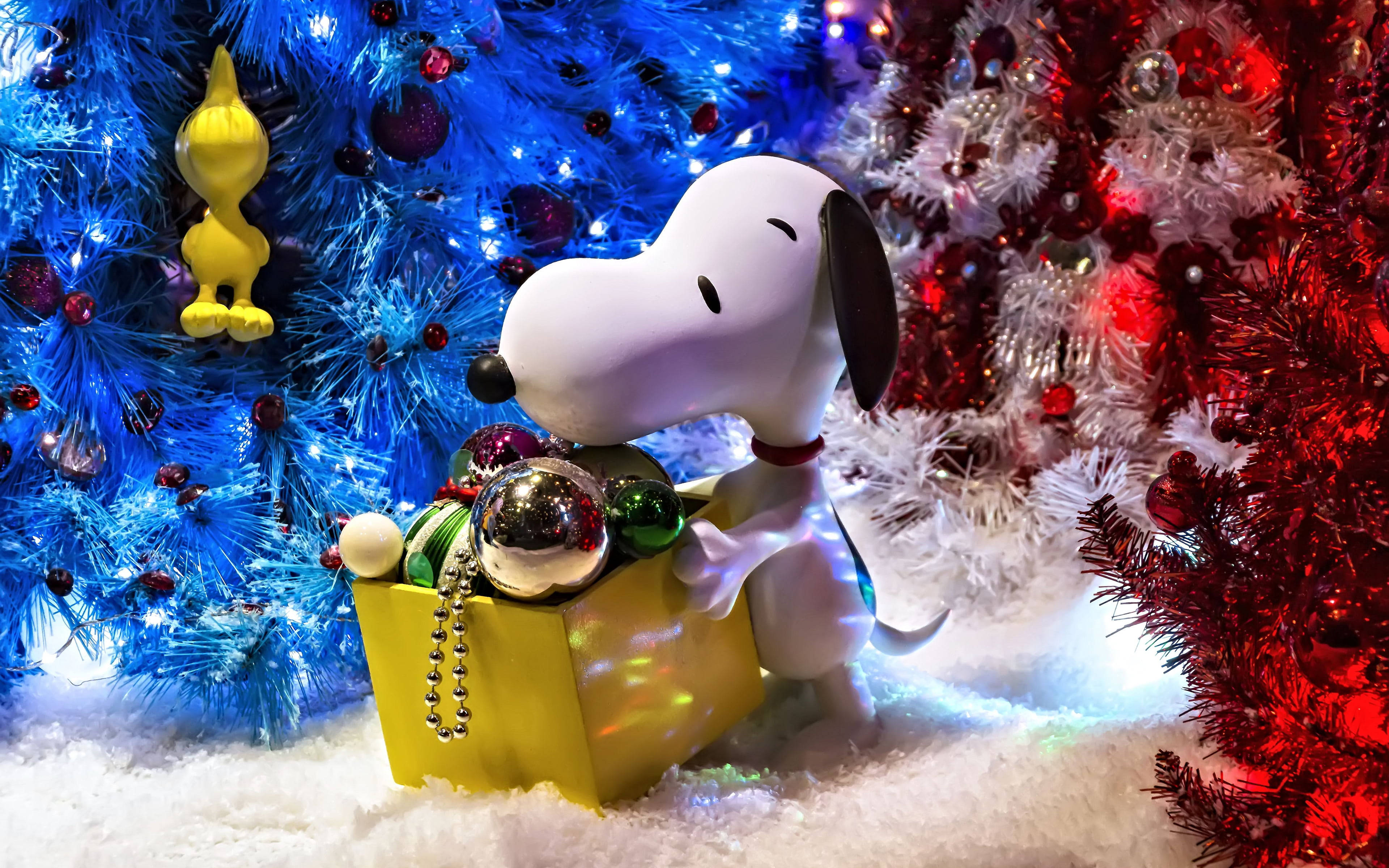 Snoopy Kersfees 3D Muurpapier