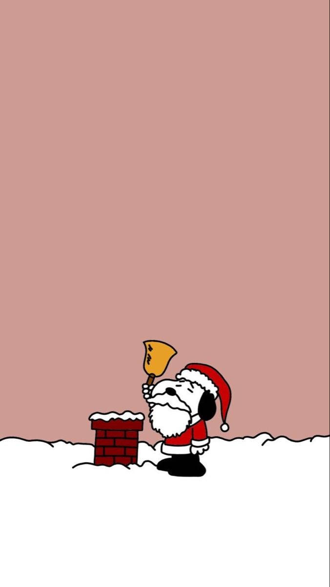 Snoopy Kersfees Skoorsteenklokkie Muurpapier