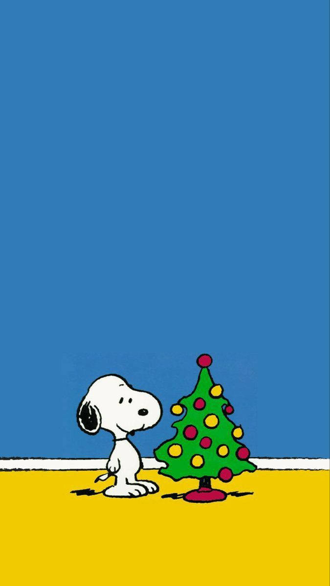 Snoopy Kersfeesboom Mobiel Muurpapier