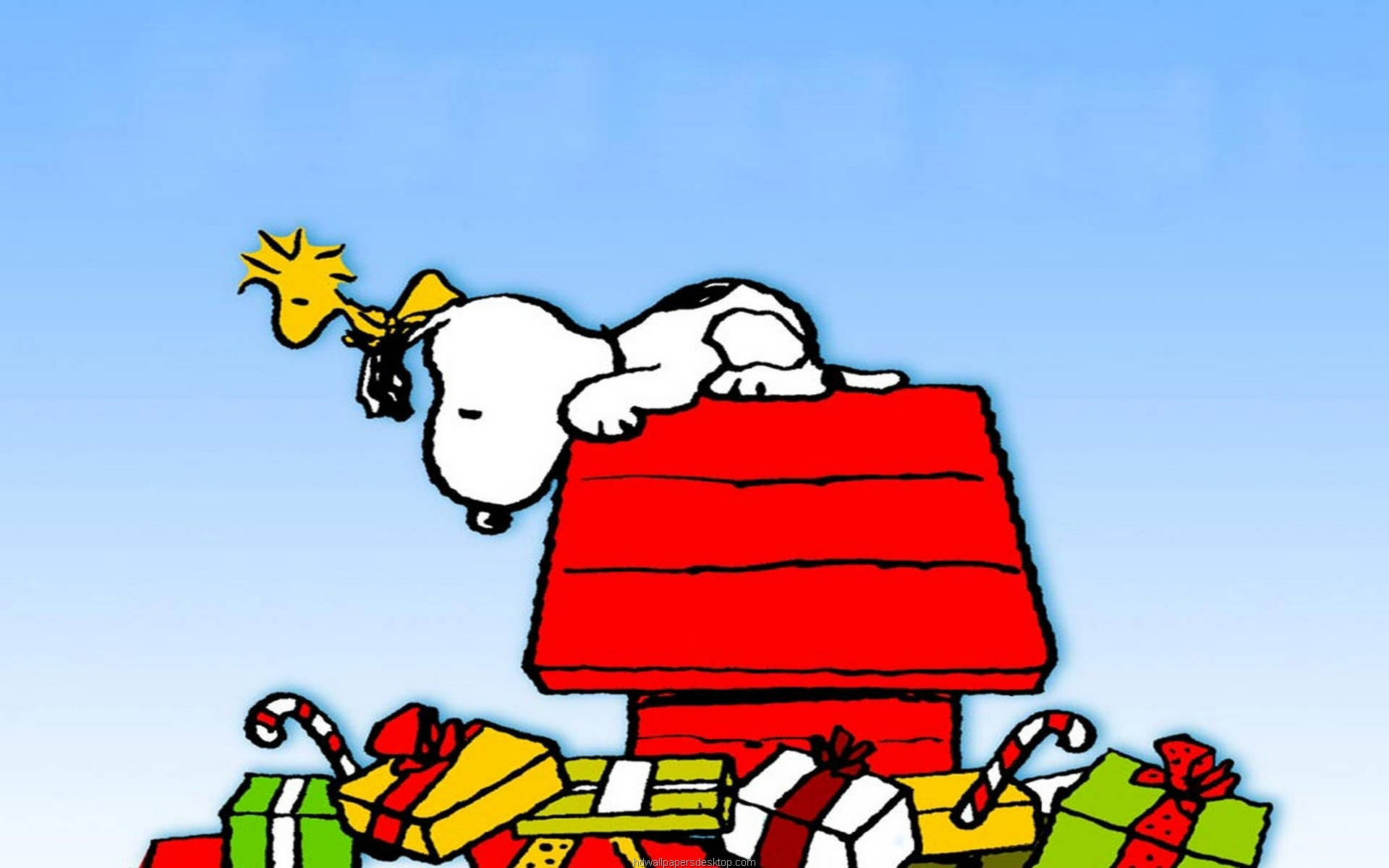 Snoopy Kersgeskenke Muurpapier