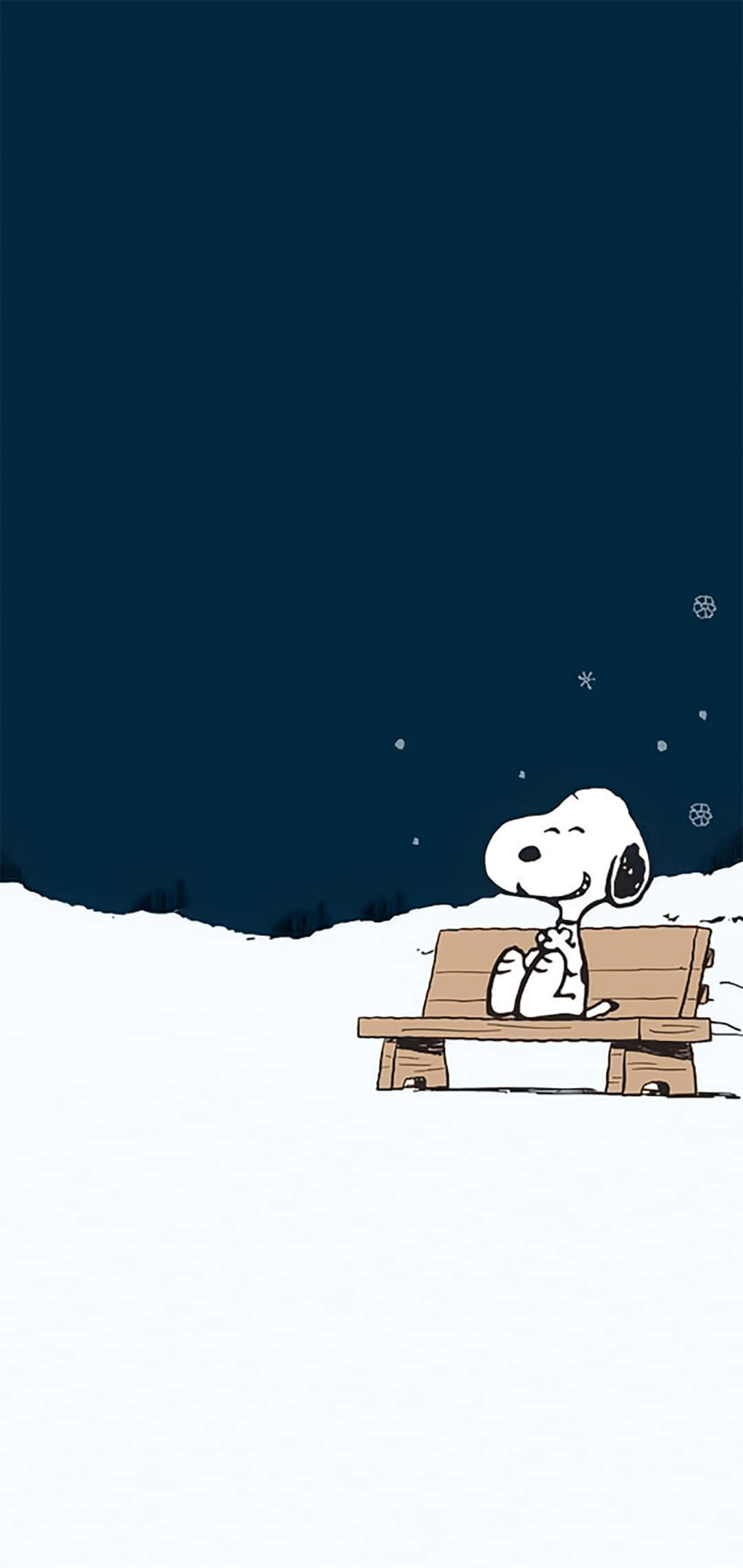 Snoopy op 'n Bankie Peanuts Kersfees Muurpapier