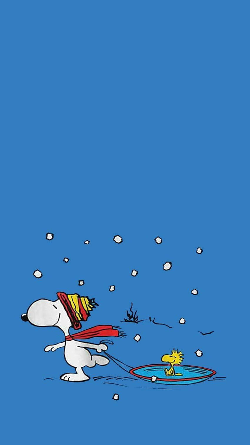 Snoopy Trek Woodstock Kersfees iPhone Muurpapier