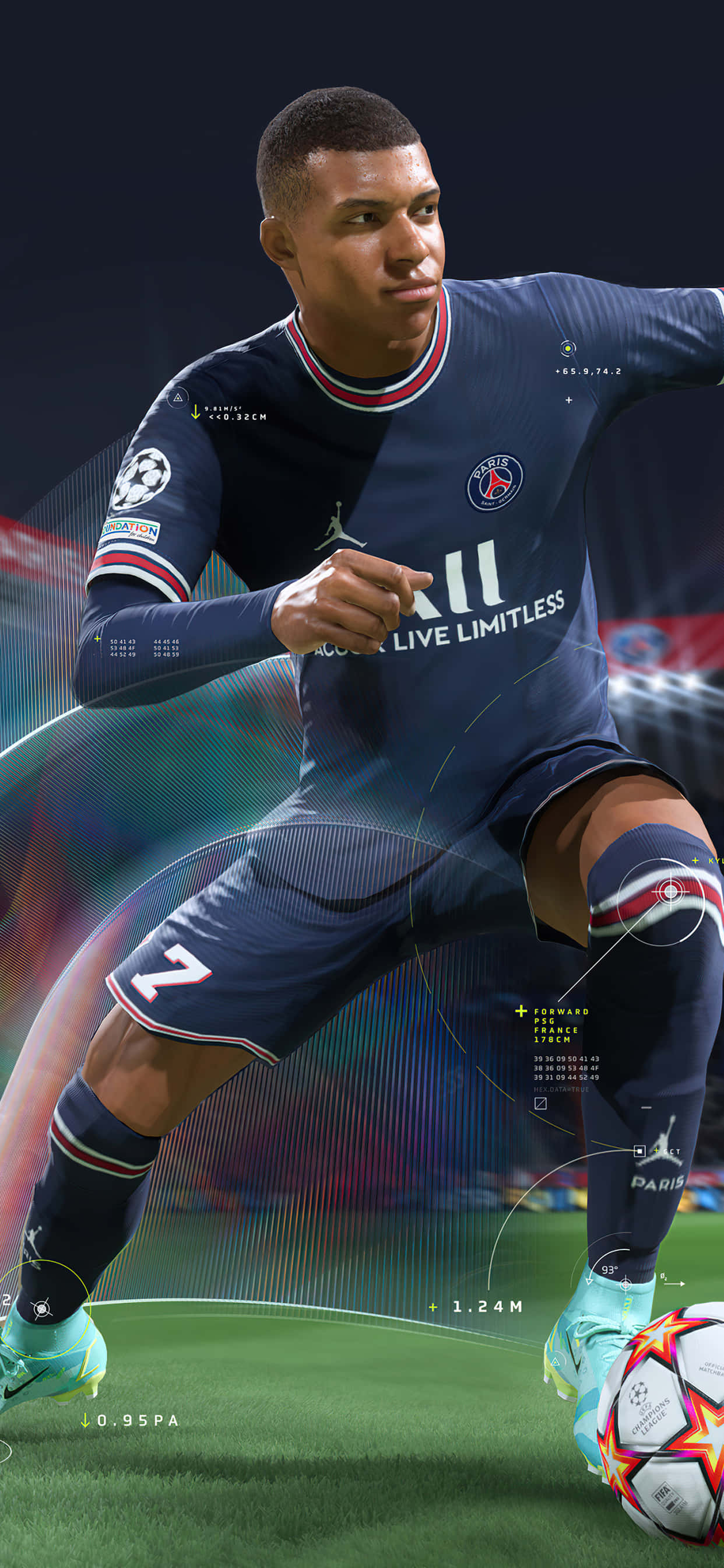 Sokkerfenomeen Kylian Mbappe In Aksie Muurpapier