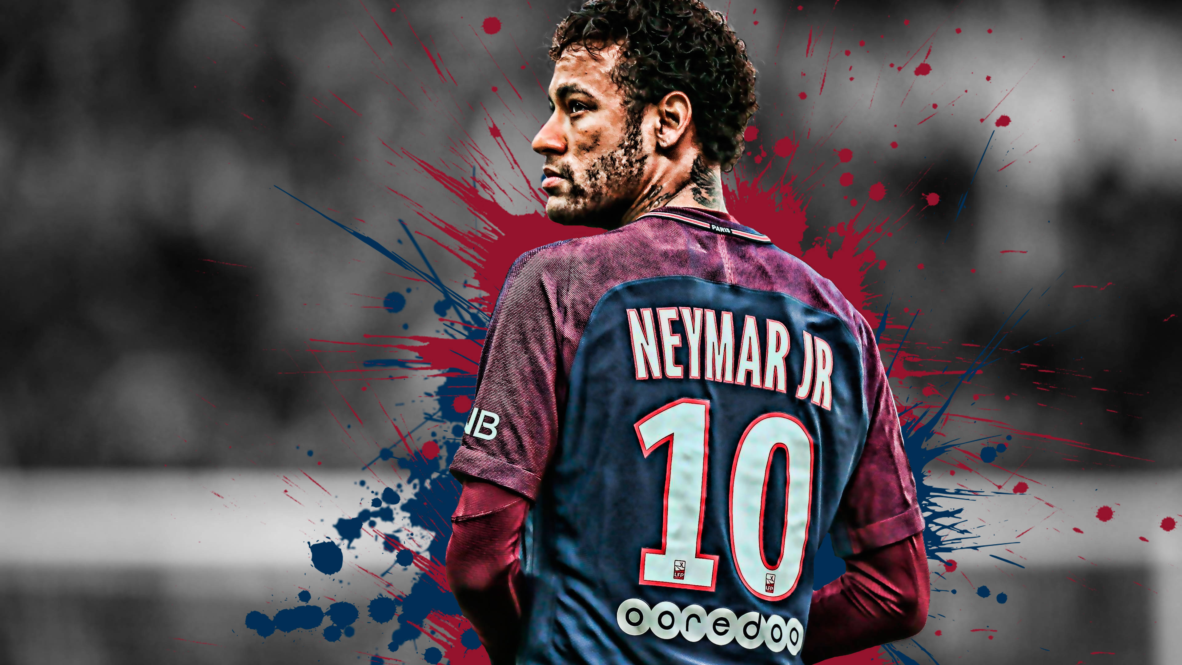 Sokkerspelers Neymar Agteraansig Muurpapier
