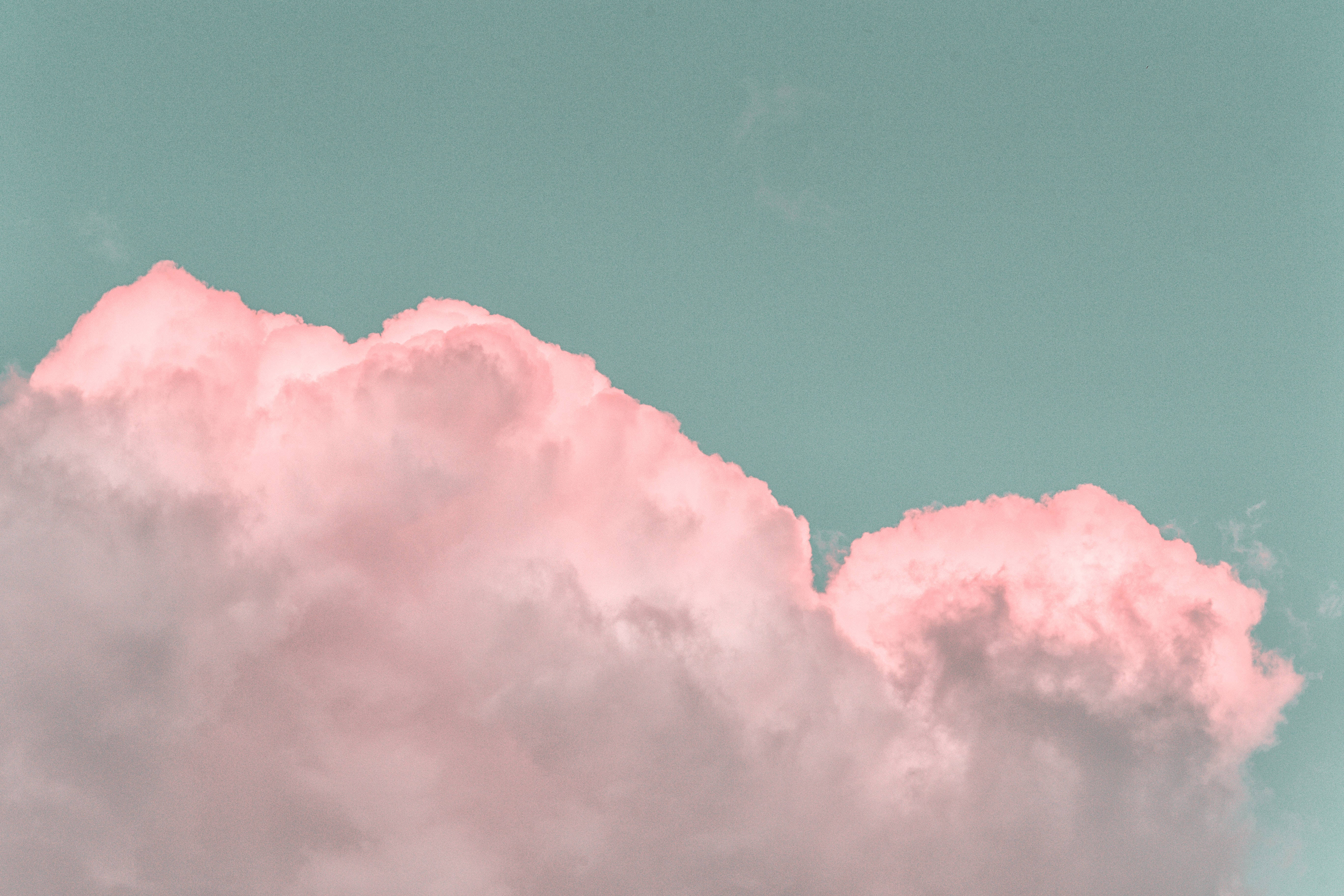 Soliede Pastelkleur Pienk Wolk Muurpapier
