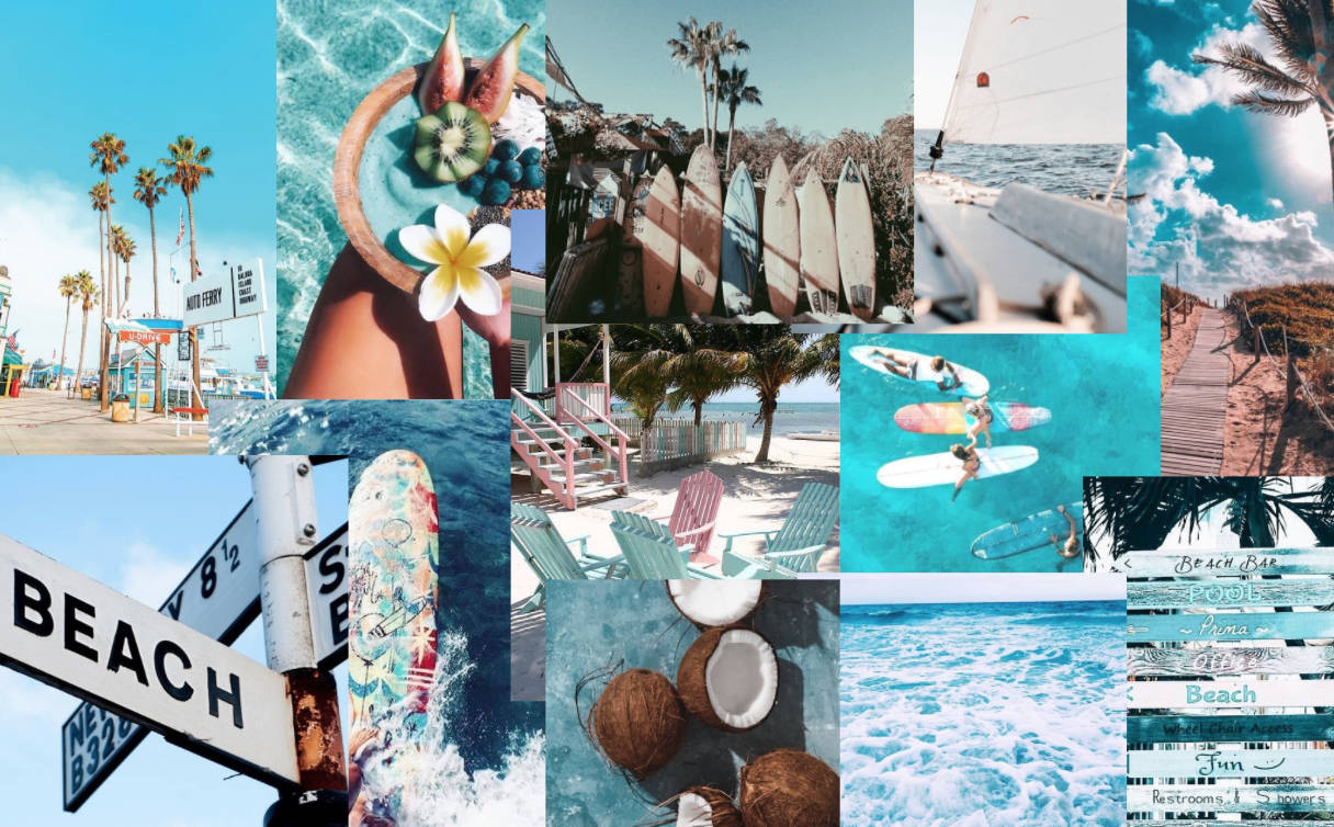 Somer Estetiese Strand Collage Muurpapier