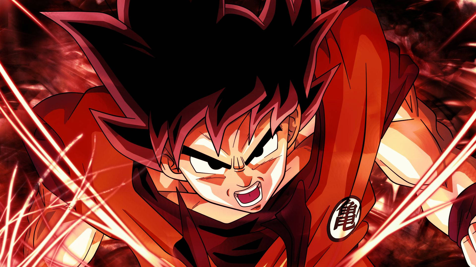 Muurafbeelding van Son Goku in rooi