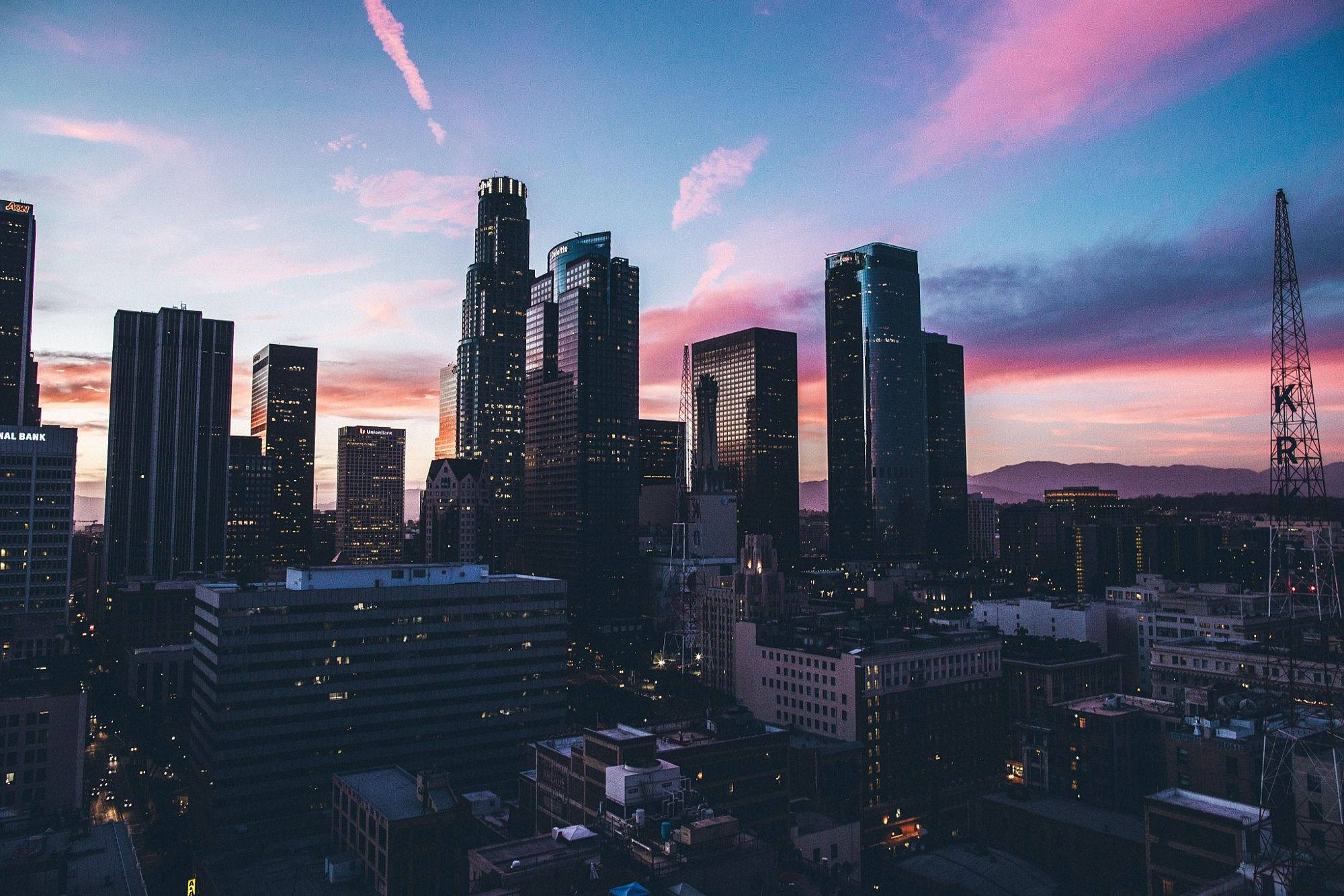 Sondergloed in Sentrum Los Angeles Muurpapier