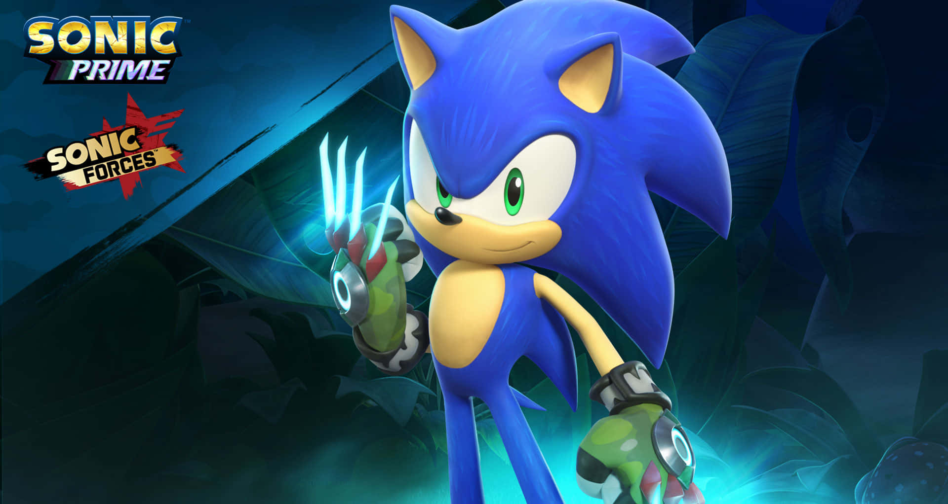 Sonic die Ystervark in 'n blou lig Muurpapier